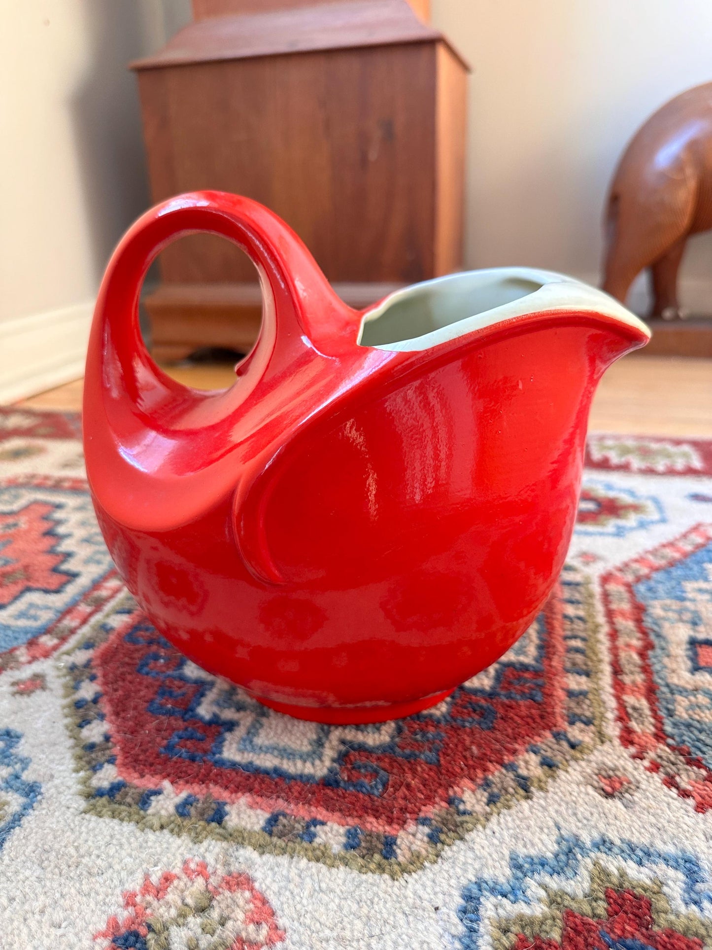 Vintage Hall China Ball Jug Pitcher – Chinese Red Mid-Century Ceramic Serving Piece