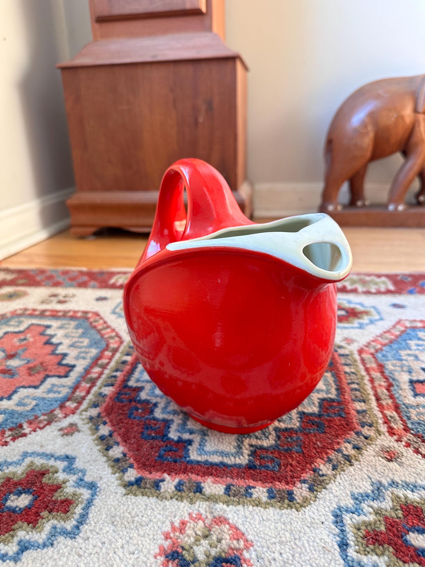 Vintage Hall China Ball Jug Pitcher – Chinese Red Mid-Century Ceramic Serving Piece