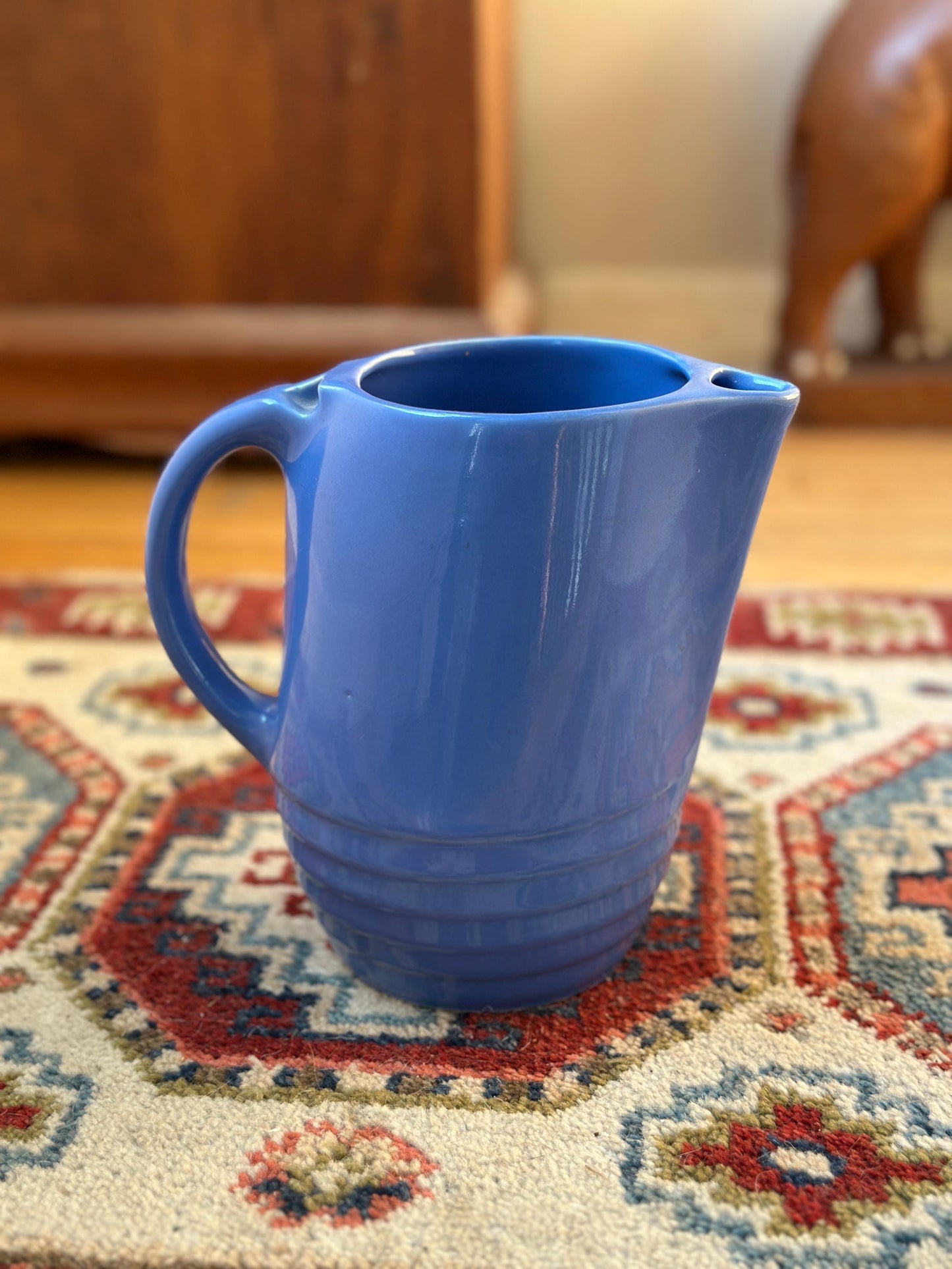Vintage Universal Potteries Blue Bell Art Deco Refrigerator Pitcher – 1930s Ceramic