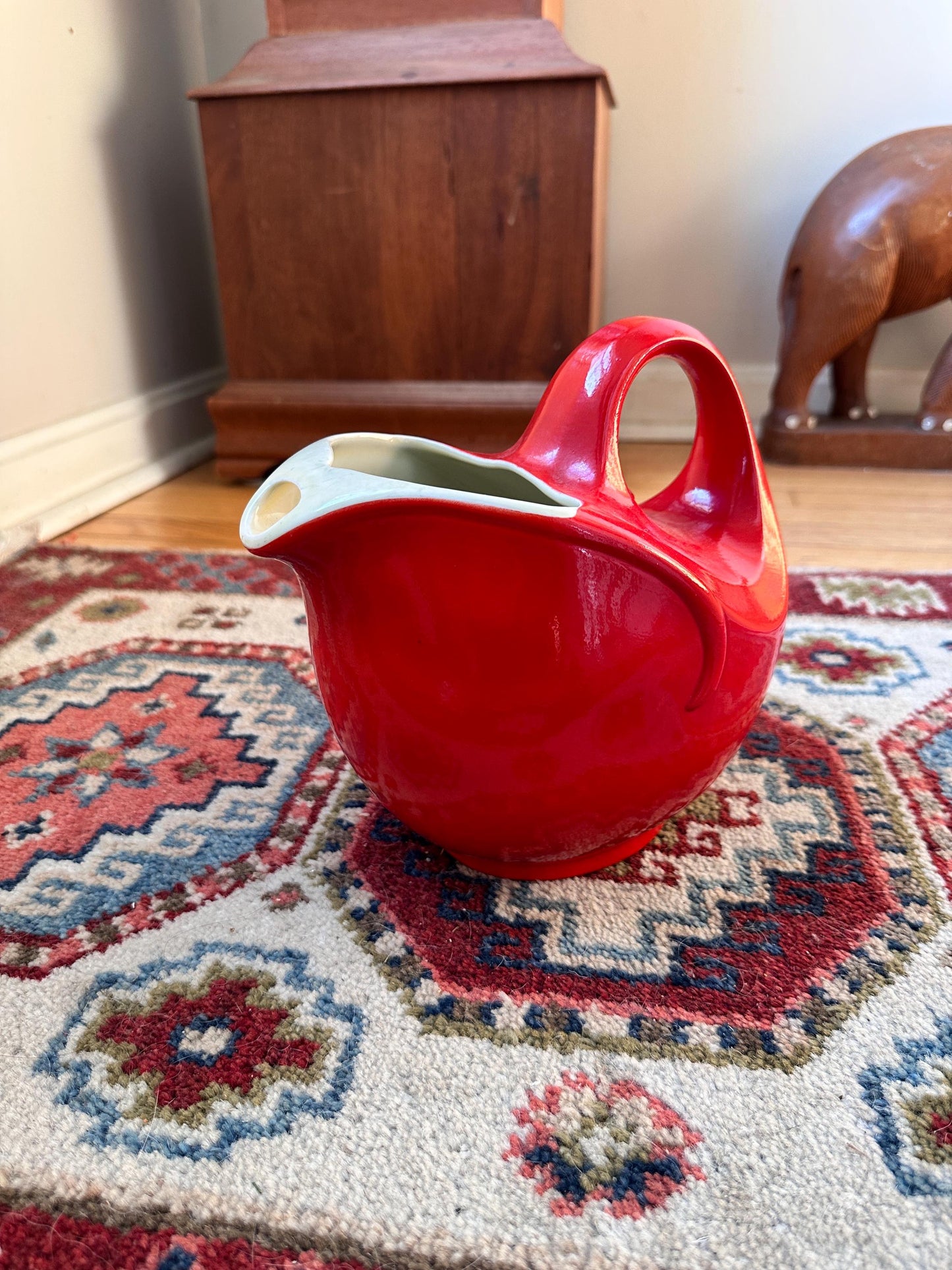 Vintage Hall China Ball Jug Pitcher – Chinese Red Mid-Century Ceramic Serving Piece