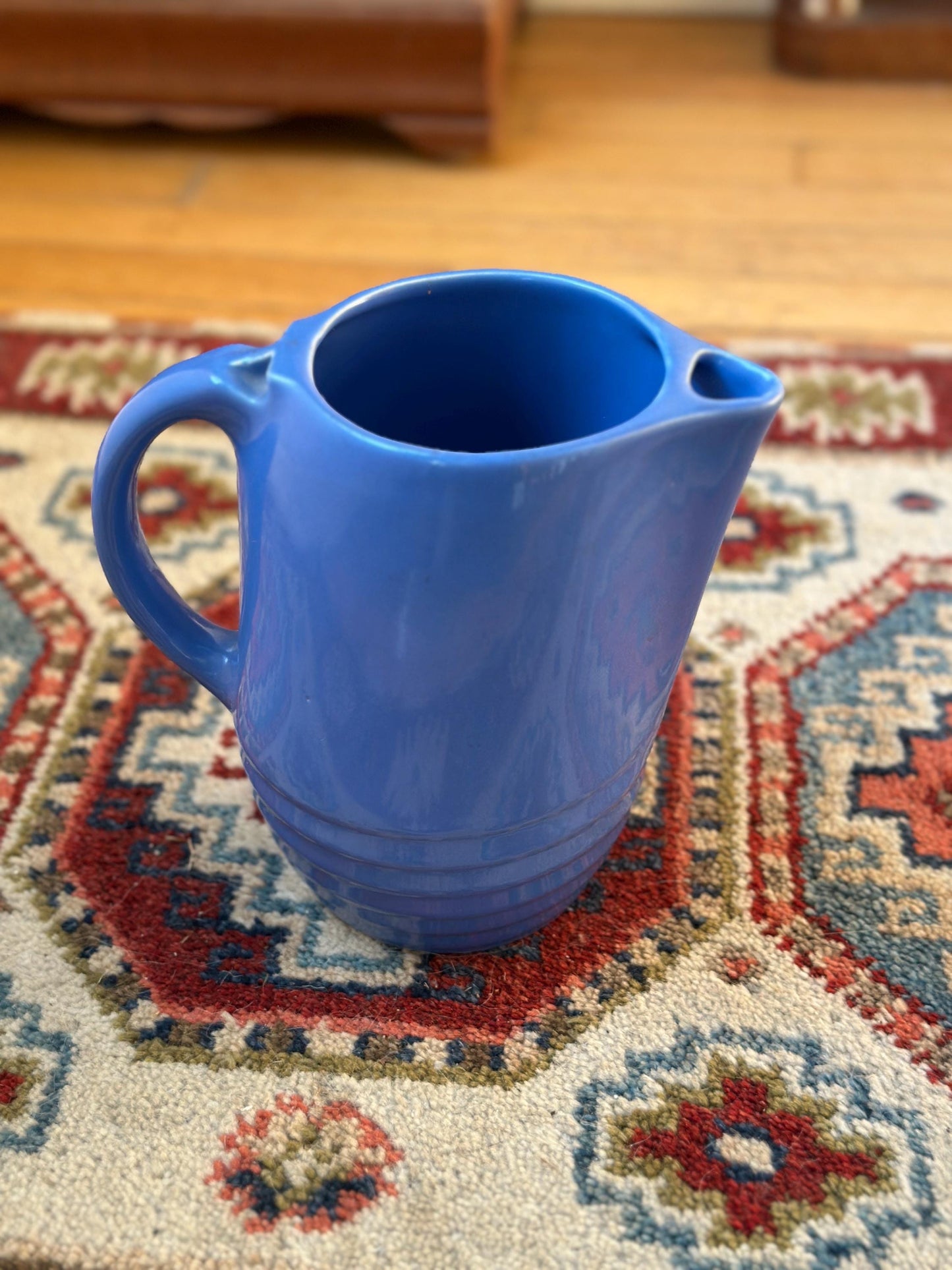 Vintage Universal Potteries Blue Bell Art Deco Refrigerator Pitcher – 1930s Ceramic