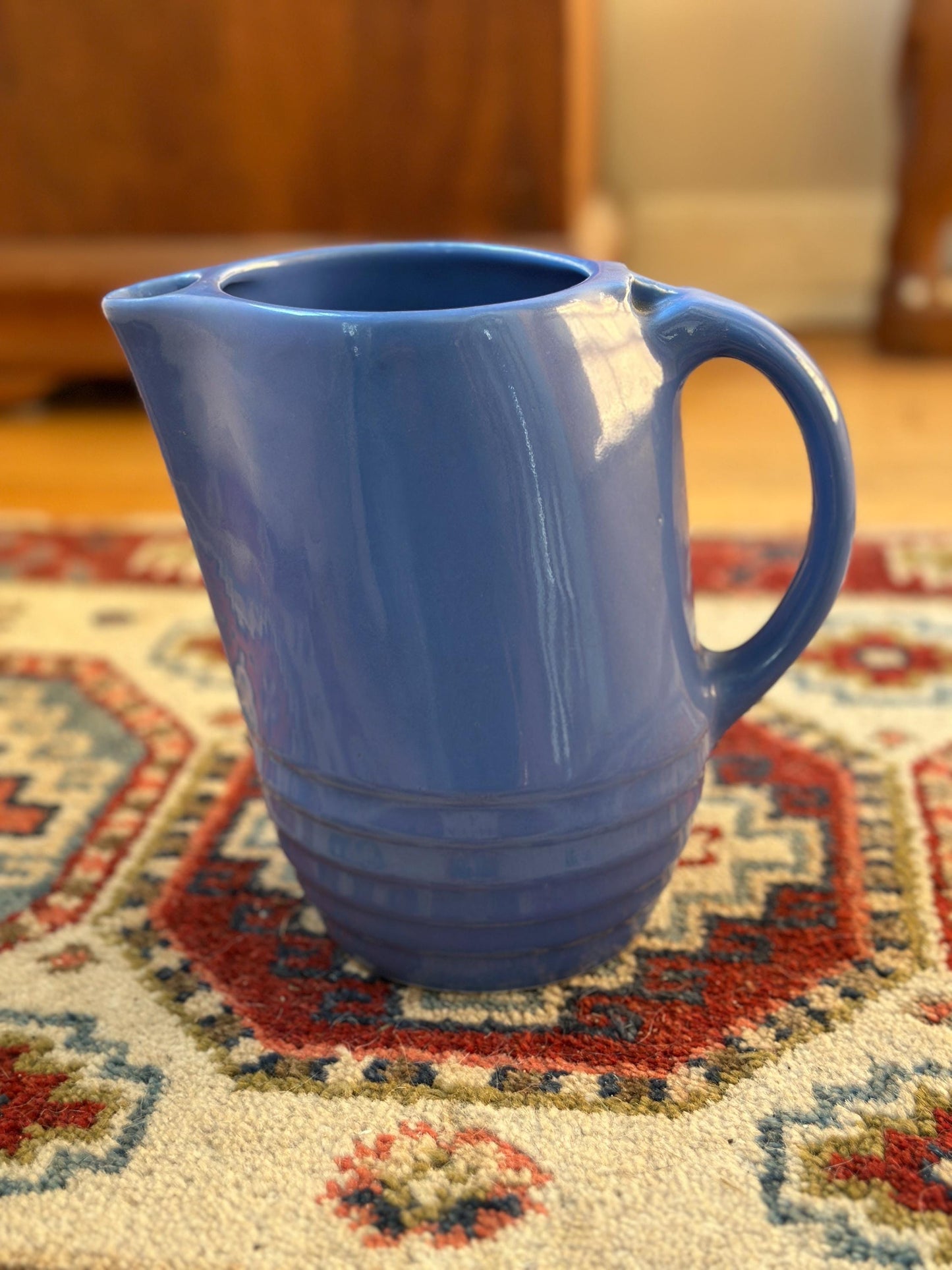 Vintage Universal Potteries Blue Bell Art Deco Refrigerator Pitcher – 1930s Ceramic