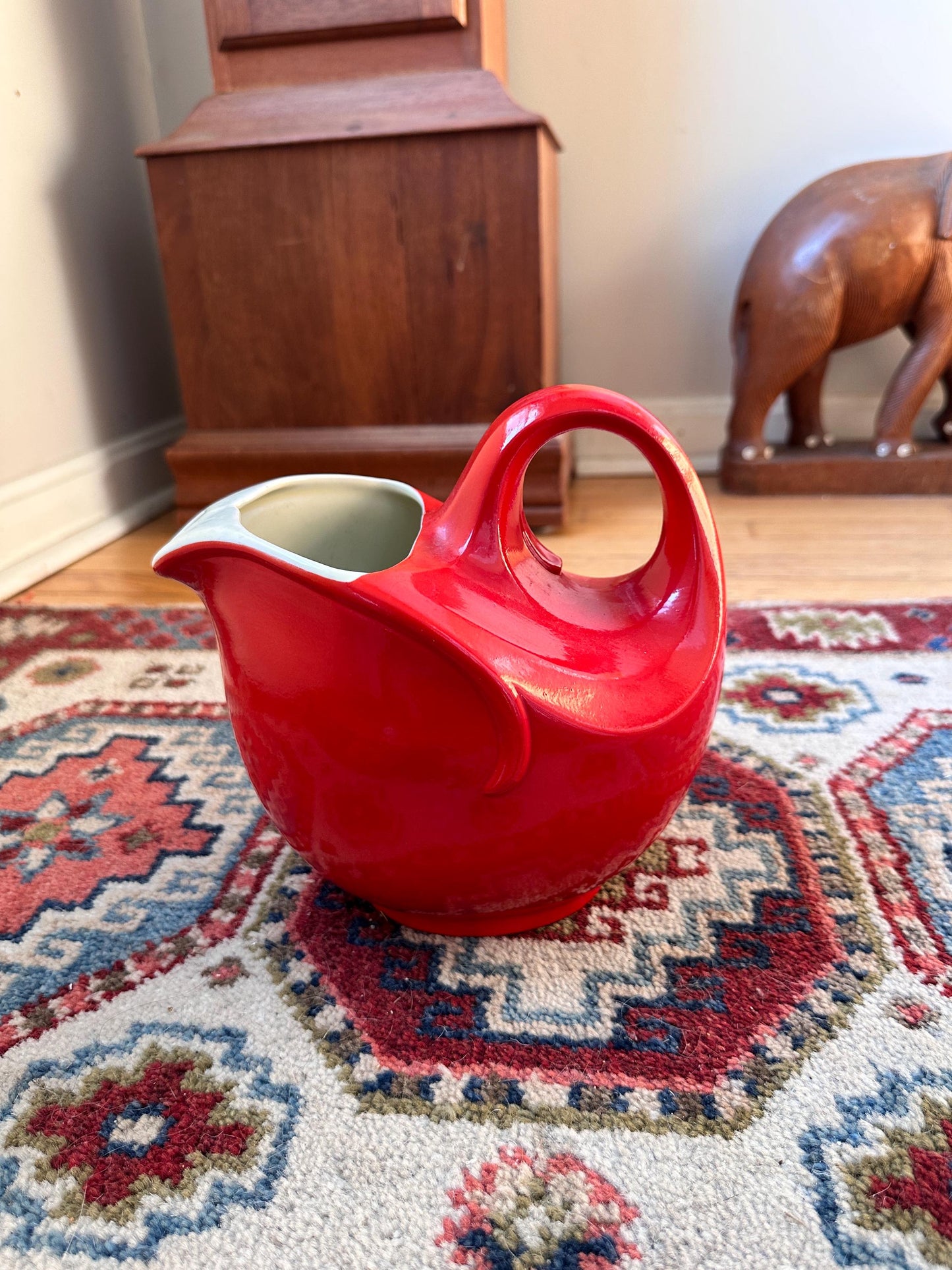 Vintage Hall China Ball Jug Pitcher – Chinese Red Mid-Century Ceramic Serving Piece