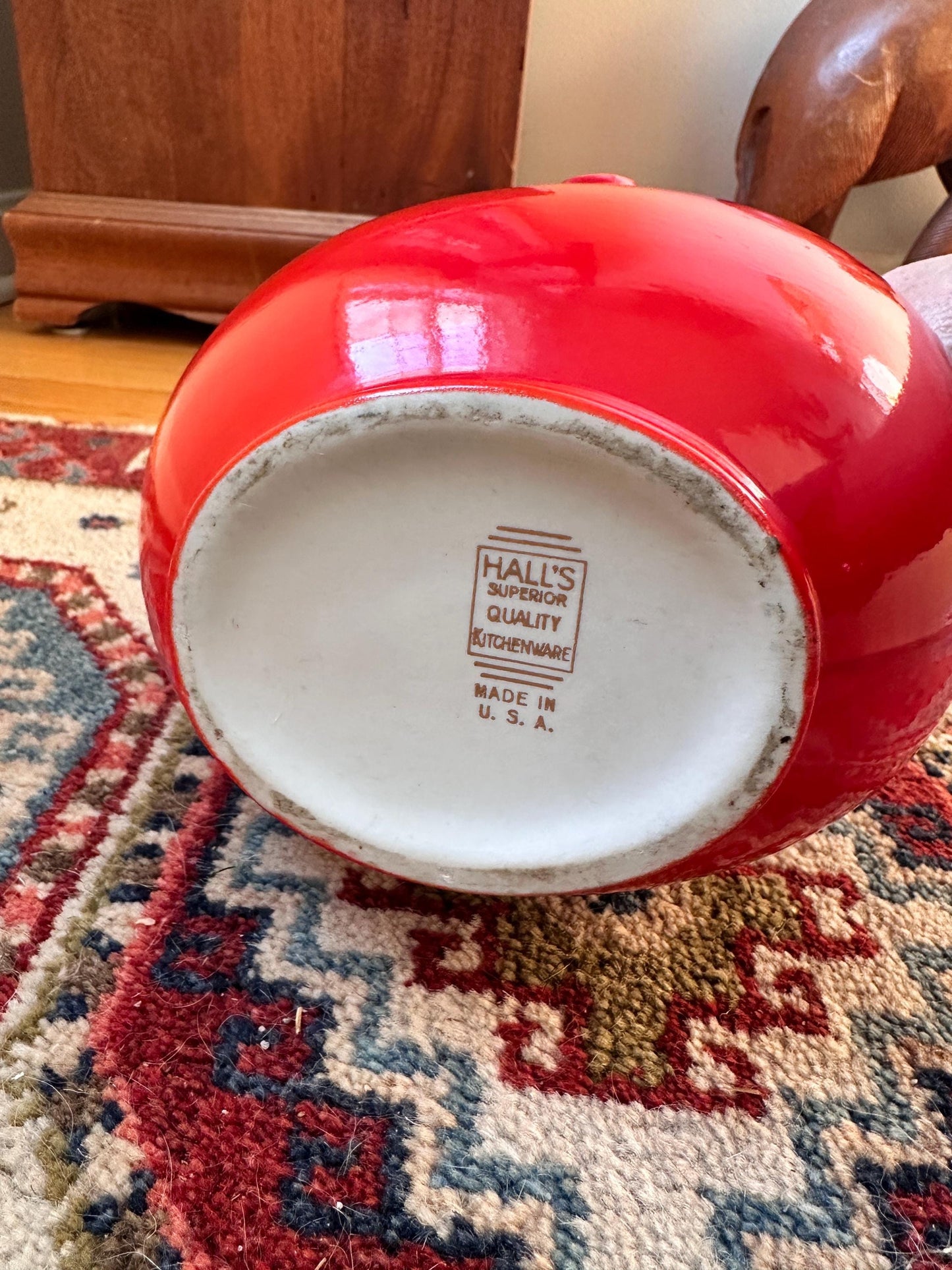 Vintage Hall China Ball Jug Pitcher – Chinese Red Mid-Century Ceramic Serving Piece