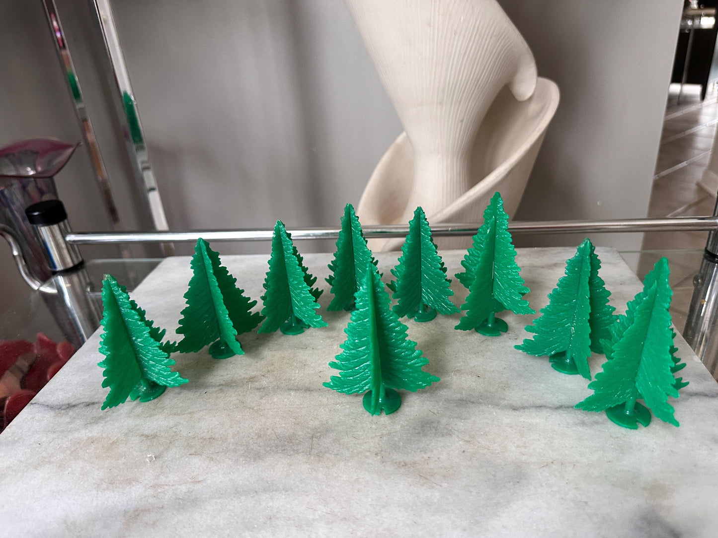 Vintage Lot of 11 Vintage Plasticville - O-O27 - #TR-6 Green Spruce Trees