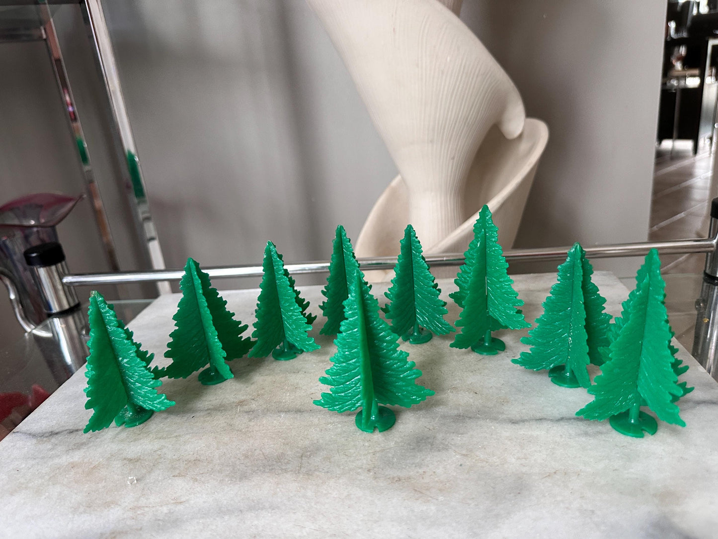 Vintage Lot of 11 Vintage Plasticville - O-O27 - #TR-6 Green Spruce Trees