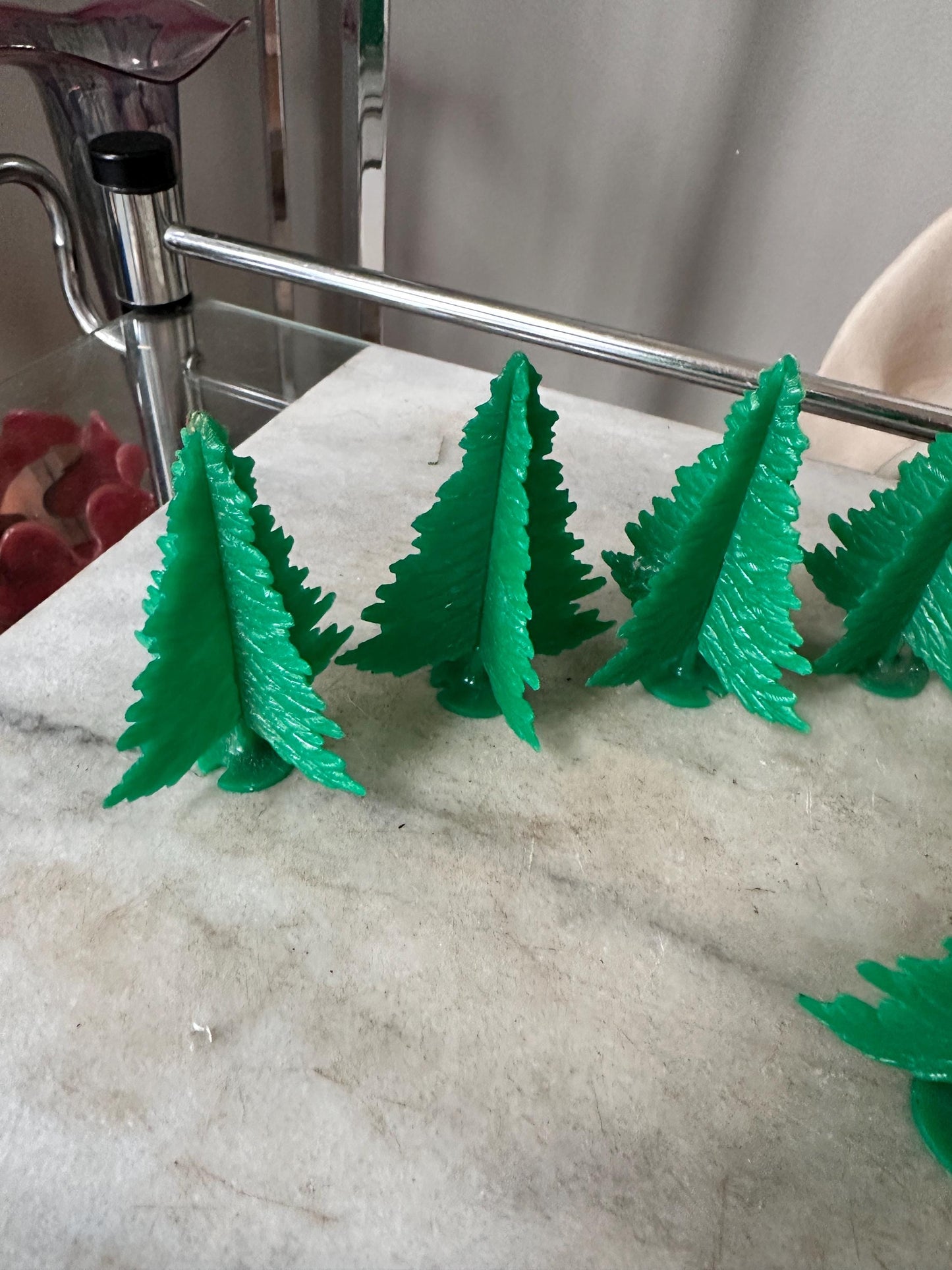 Vintage Lot of 11 Vintage Plasticville - O-O27 - #TR-6 Green Spruce Trees