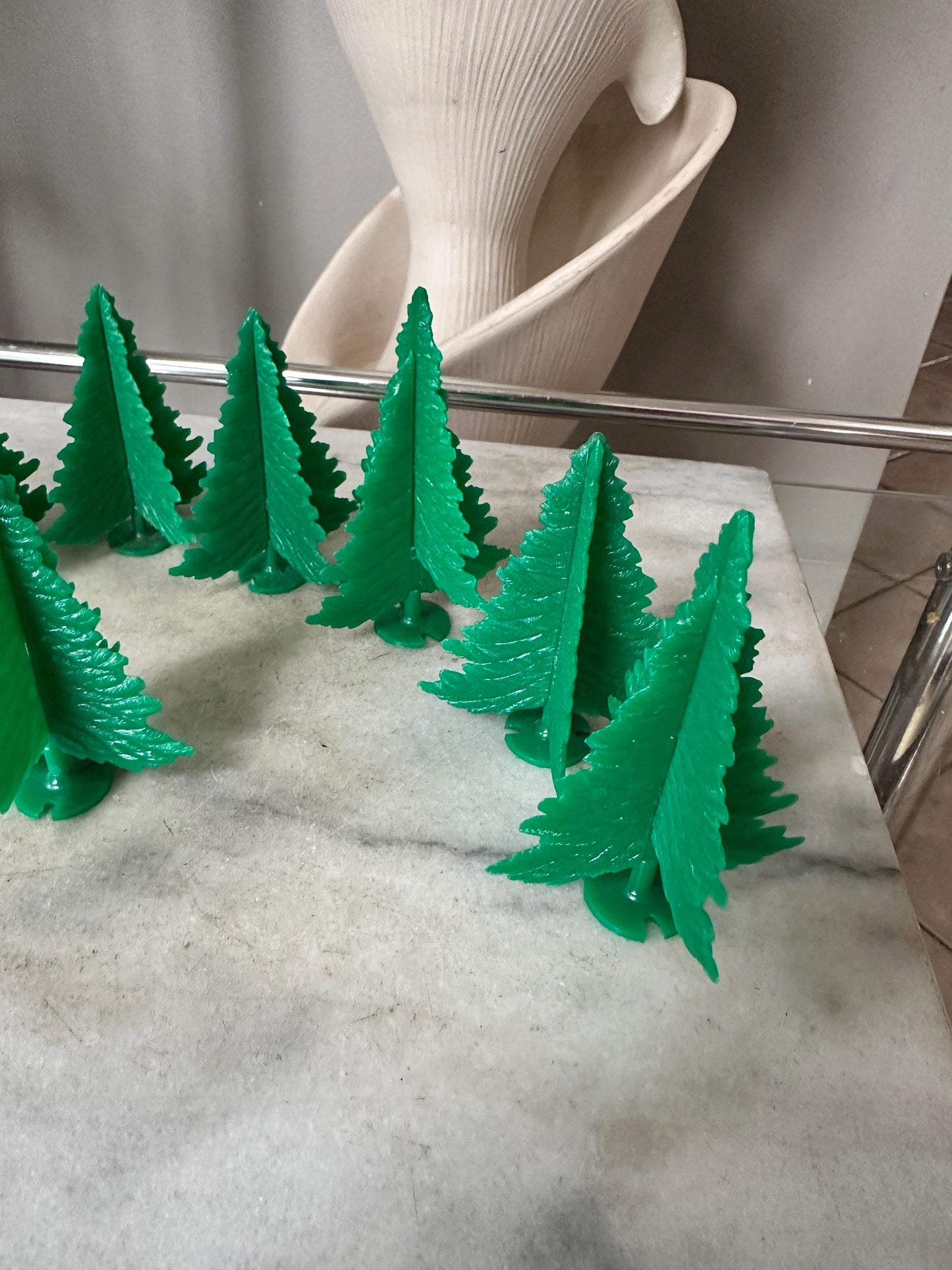 Vintage Lot of 11 Vintage Plasticville - O-O27 - #TR-6 Green Spruce Trees