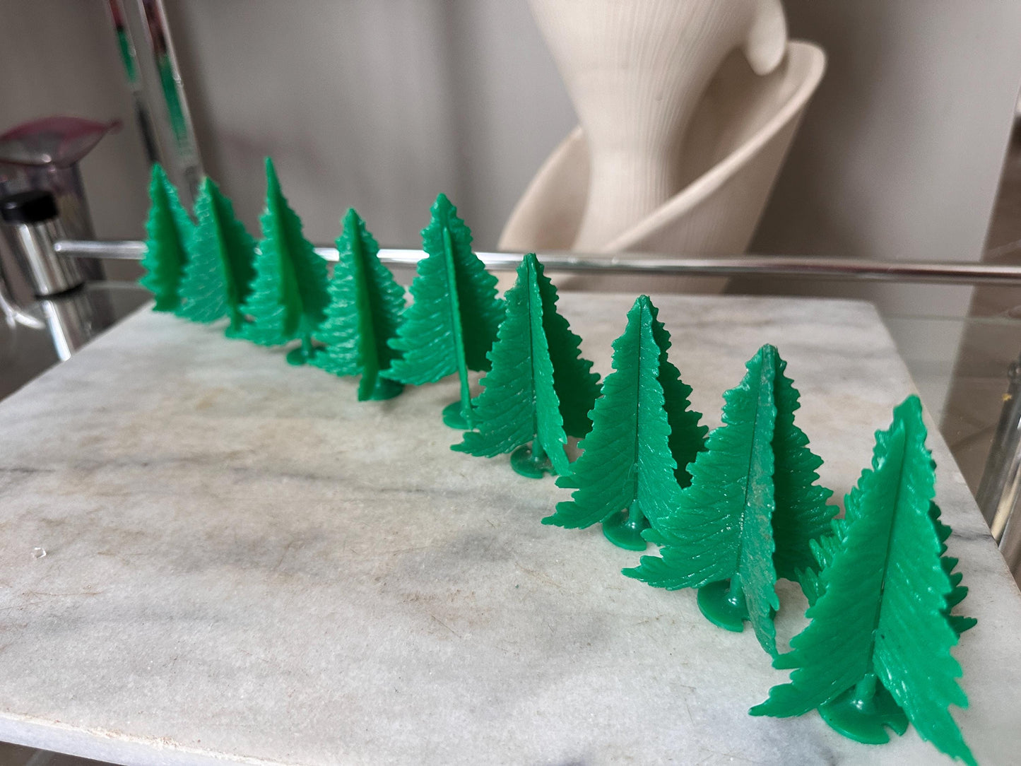 Vintage Lot of 11 Vintage Plasticville - O-O27 - #TR-6 Green Spruce Trees