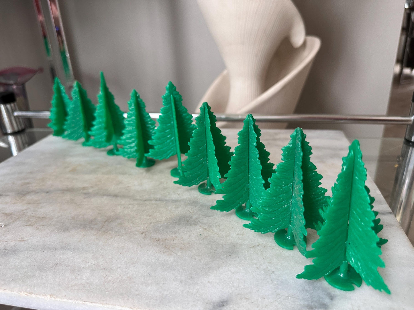 Vintage Lot of 11 Vintage Plasticville - O-O27 - #TR-6 Green Spruce Trees