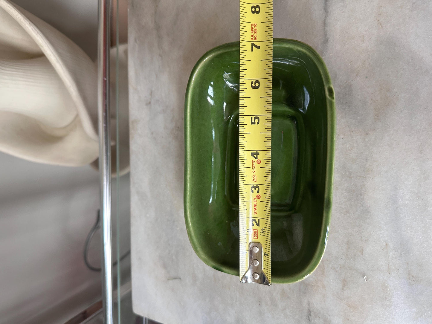 Vintage McCoy Green Drip Glaze Pedestal Planter Dish #1801 – Mid Century Ceramic USA Pottery