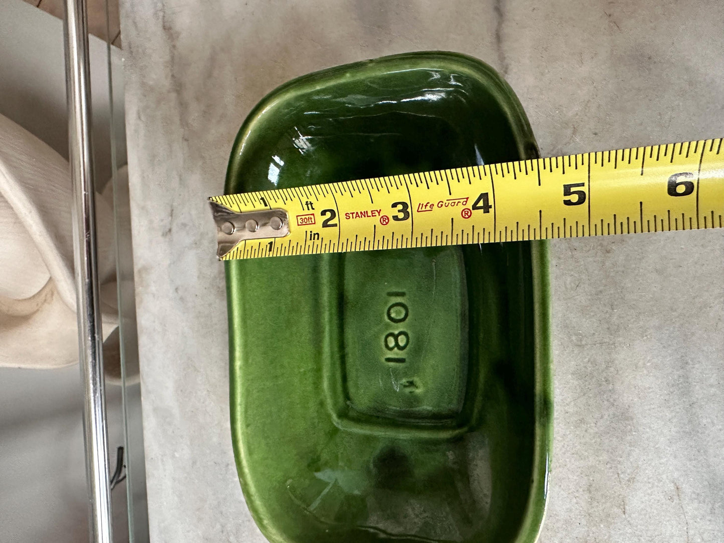 Vintage McCoy Green Drip Glaze Pedestal Planter Dish #1801 – Mid Century Ceramic USA Pottery