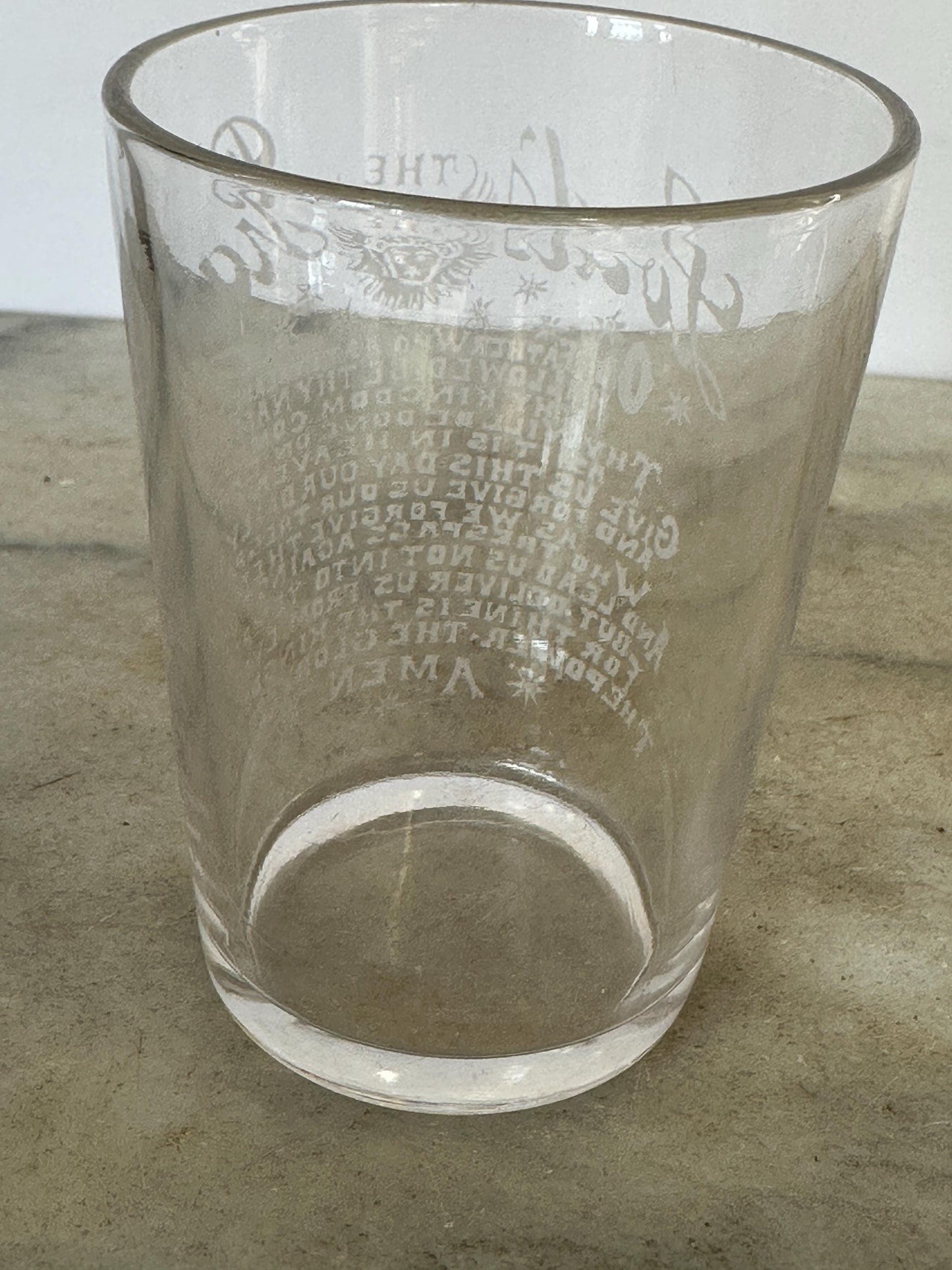 Antique Acid Etched “The Lord's Prayer” Glass | Religious Collectible | 1900s Christian Decor