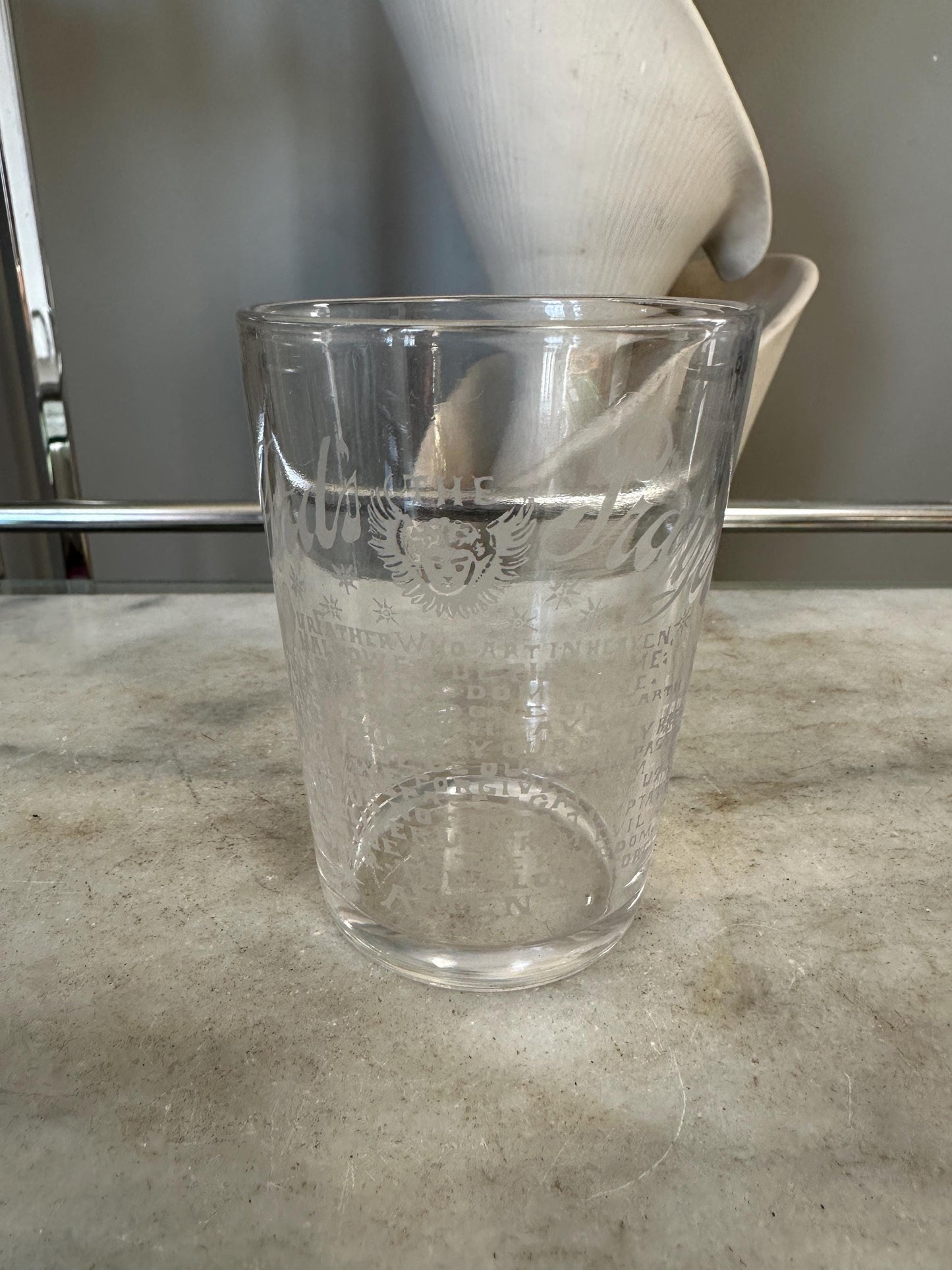 Antique Acid Etched “The Lord's Prayer” Glass | Religious Collectible | 1900s Christian Decor