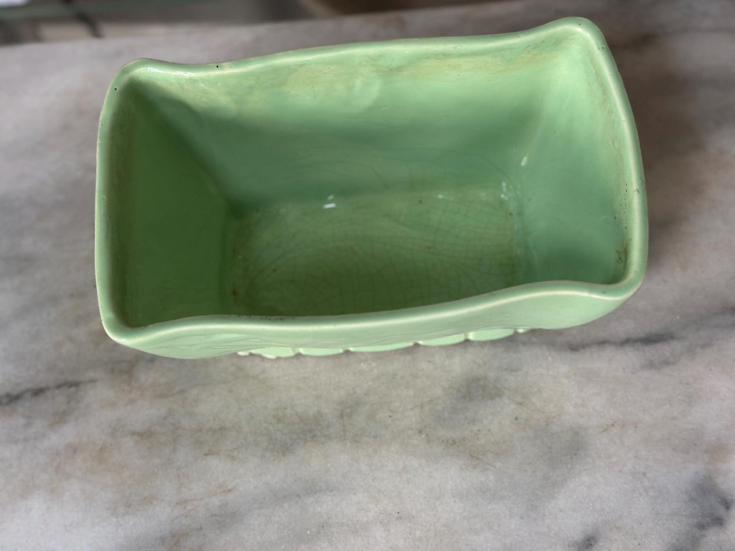 Vintage Cookson Pottery Seafoam Green Planter | Mid Century Ceramic Floral Motif USA