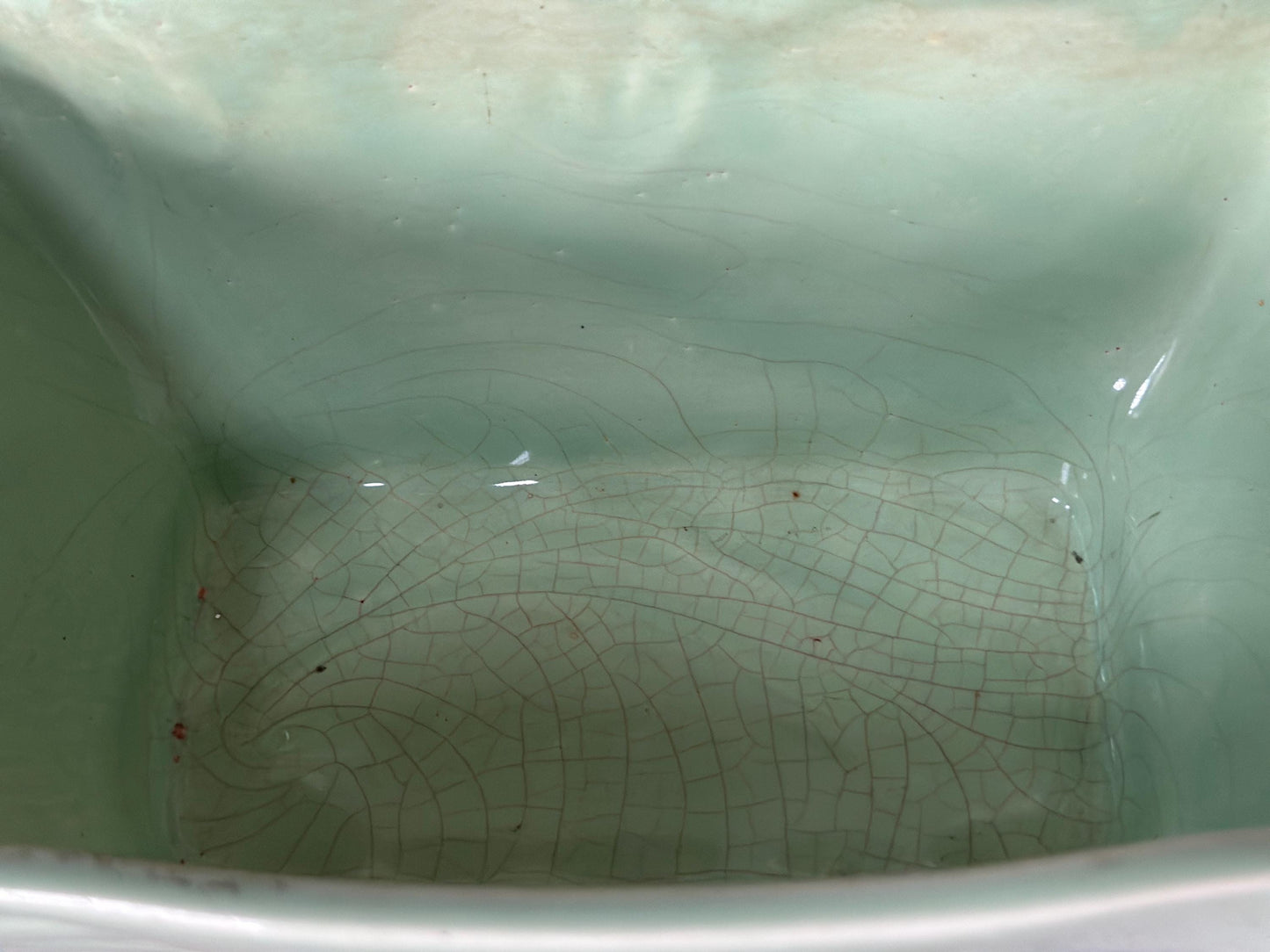 Vintage Cookson Pottery Seafoam Green Planter | Mid Century Ceramic Floral Motif USA