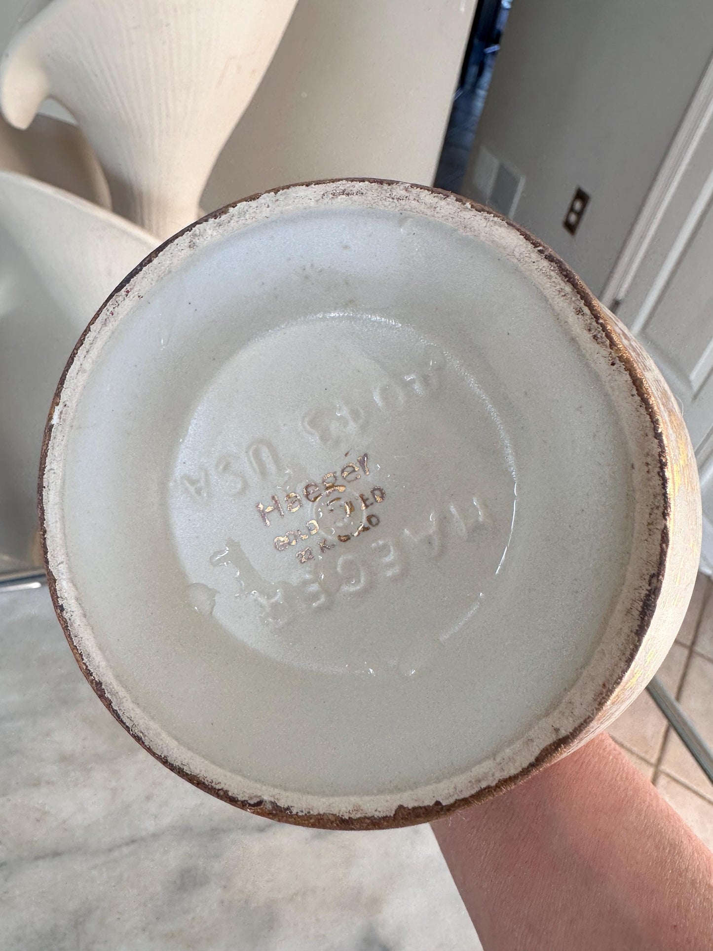 Vintage Haeger–Stangl Collaboration Vase #4043 | Ribbed Neck, Scalloped Rim | Mid-Century Pottery