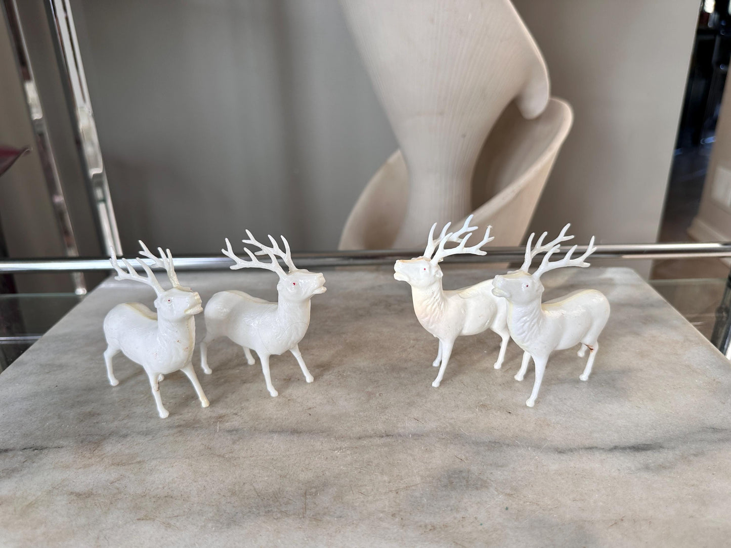 Vintage Estate Celluloid Christmas Reindeer - Set of Four