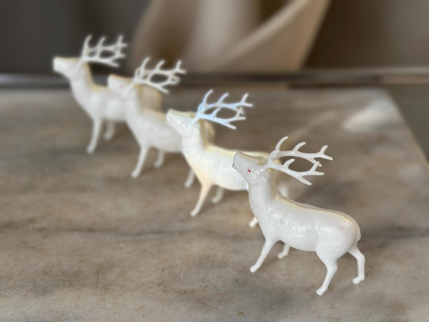 Vintage Estate Celluloid Christmas Reindeer - Set of Four
