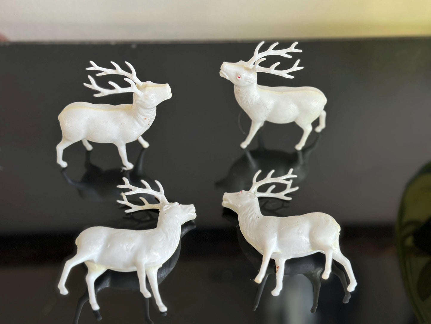 Vintage Estate Celluloid Christmas Reindeer - Set of Four