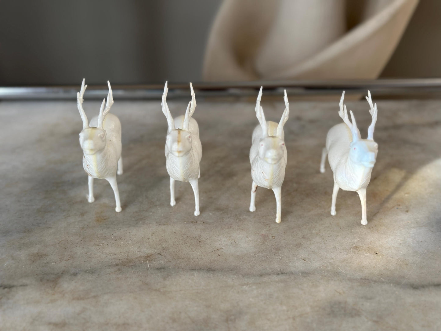 Vintage Estate Celluloid Christmas Reindeer - Set of Four