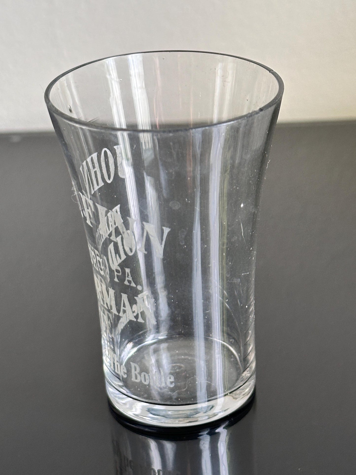 Antique John J. Finn Harrisburg PA Shot Glass – Old Gorman Rye Advertising