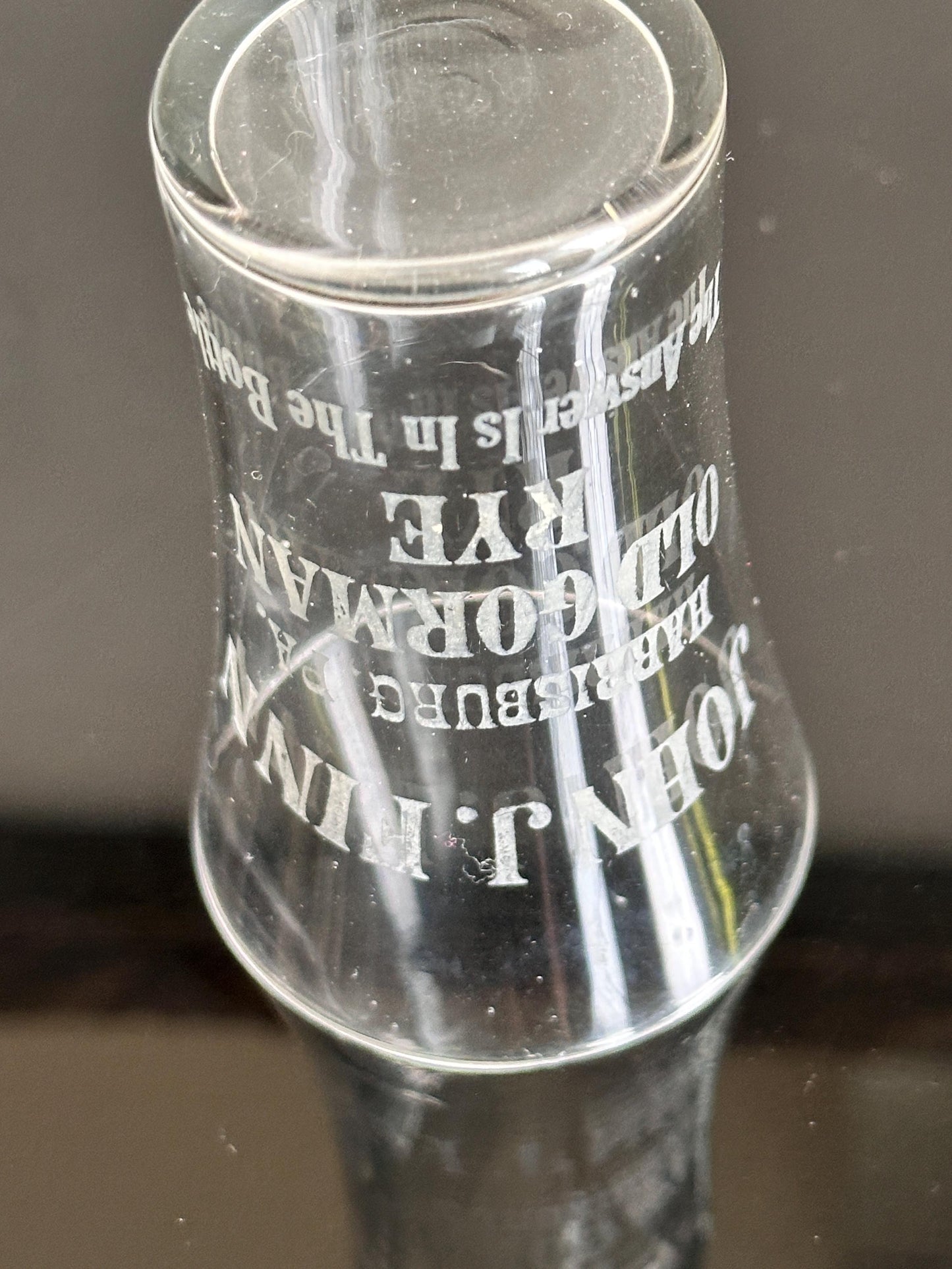 Antique John J. Finn Harrisburg PA Shot Glass – Old Gorman Rye Advertising