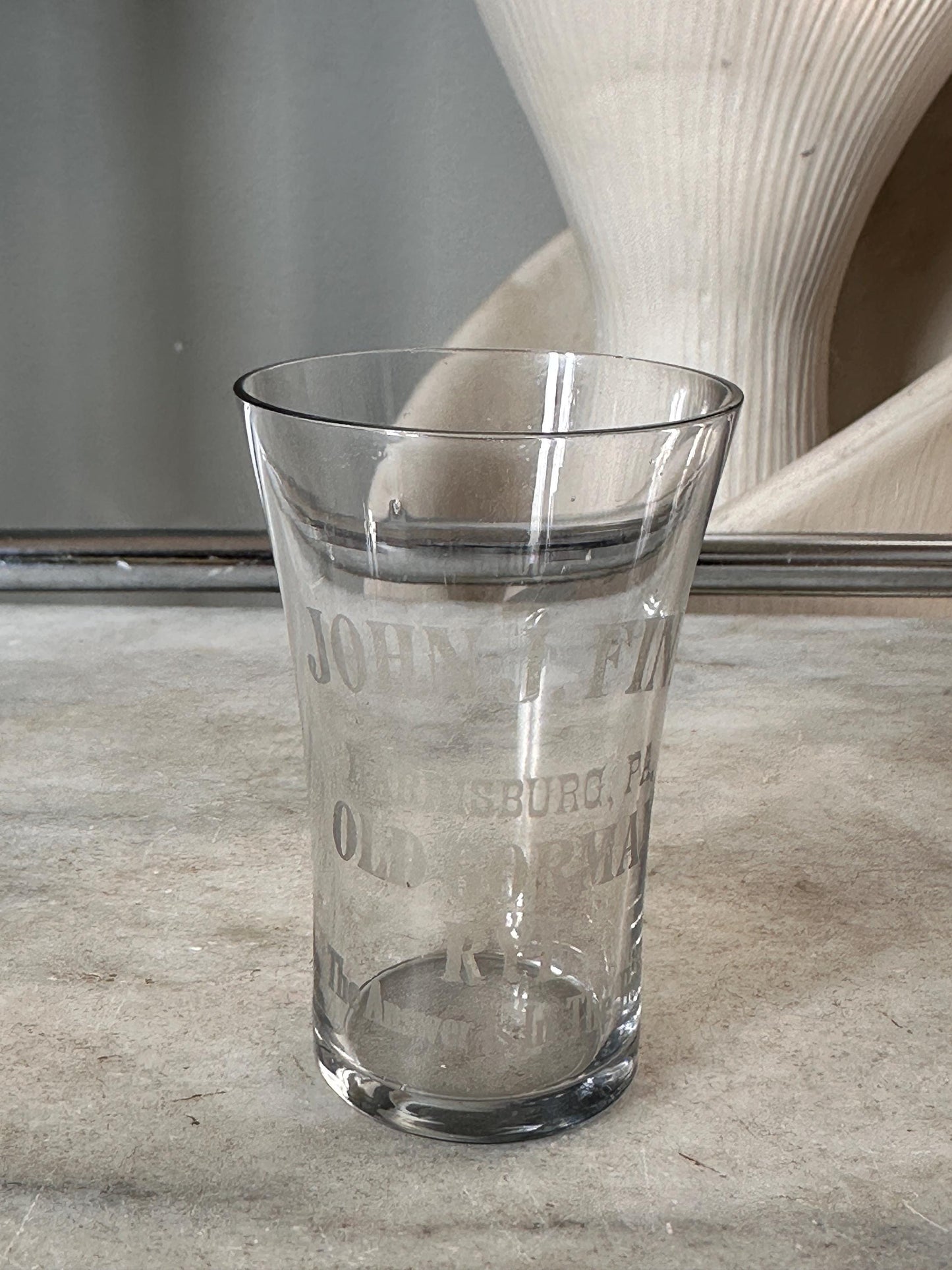 Antique John J. Finn Harrisburg PA Shot Glass – Old Gorman Rye Advertising