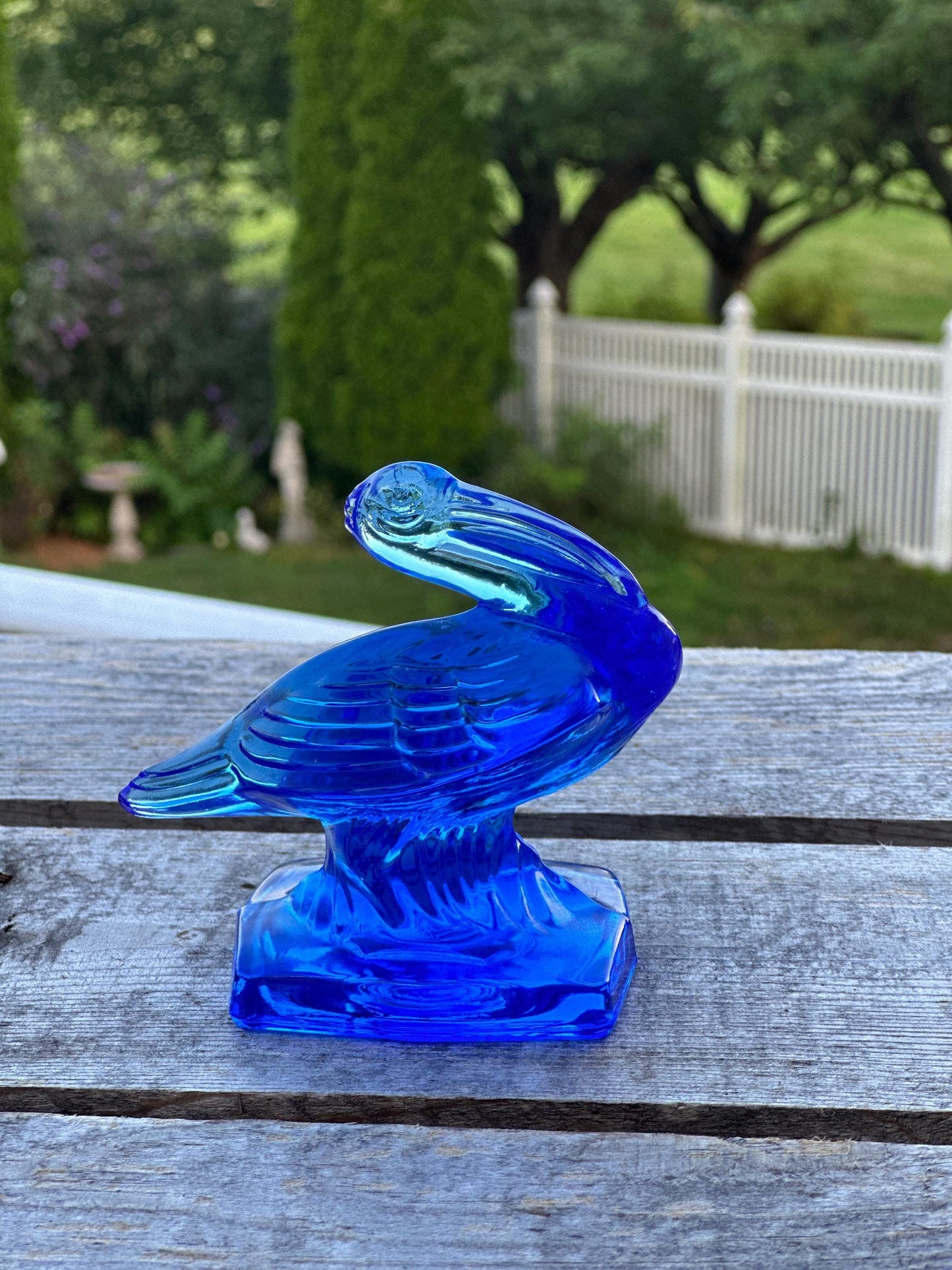 VTG Cobalt  Fostoria Glass Pelican Paperweight Bookend  - FGSA02