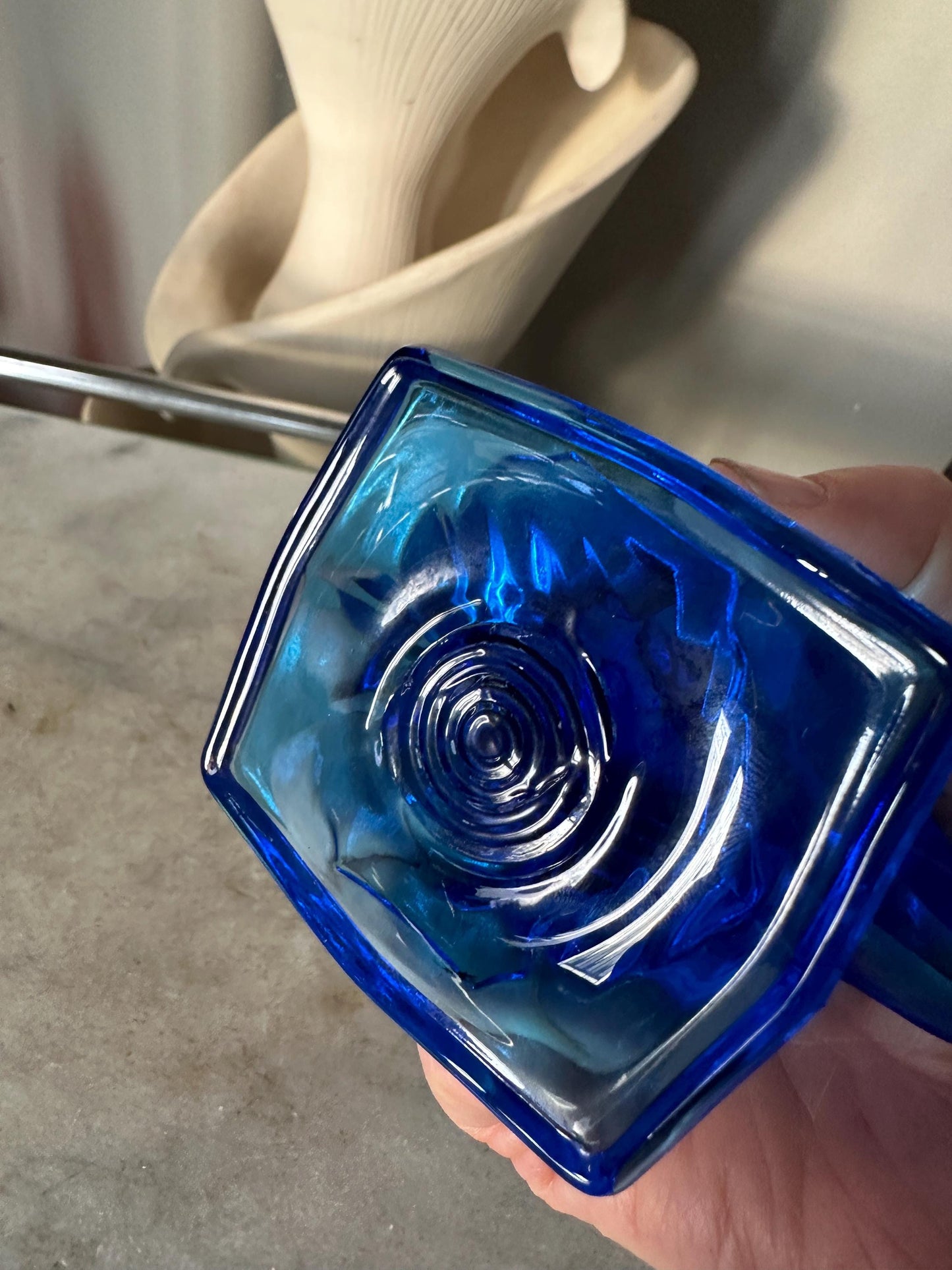 VTG Cobalt  Fostoria Glass Pelican Paperweight Bookend  - FGSA02