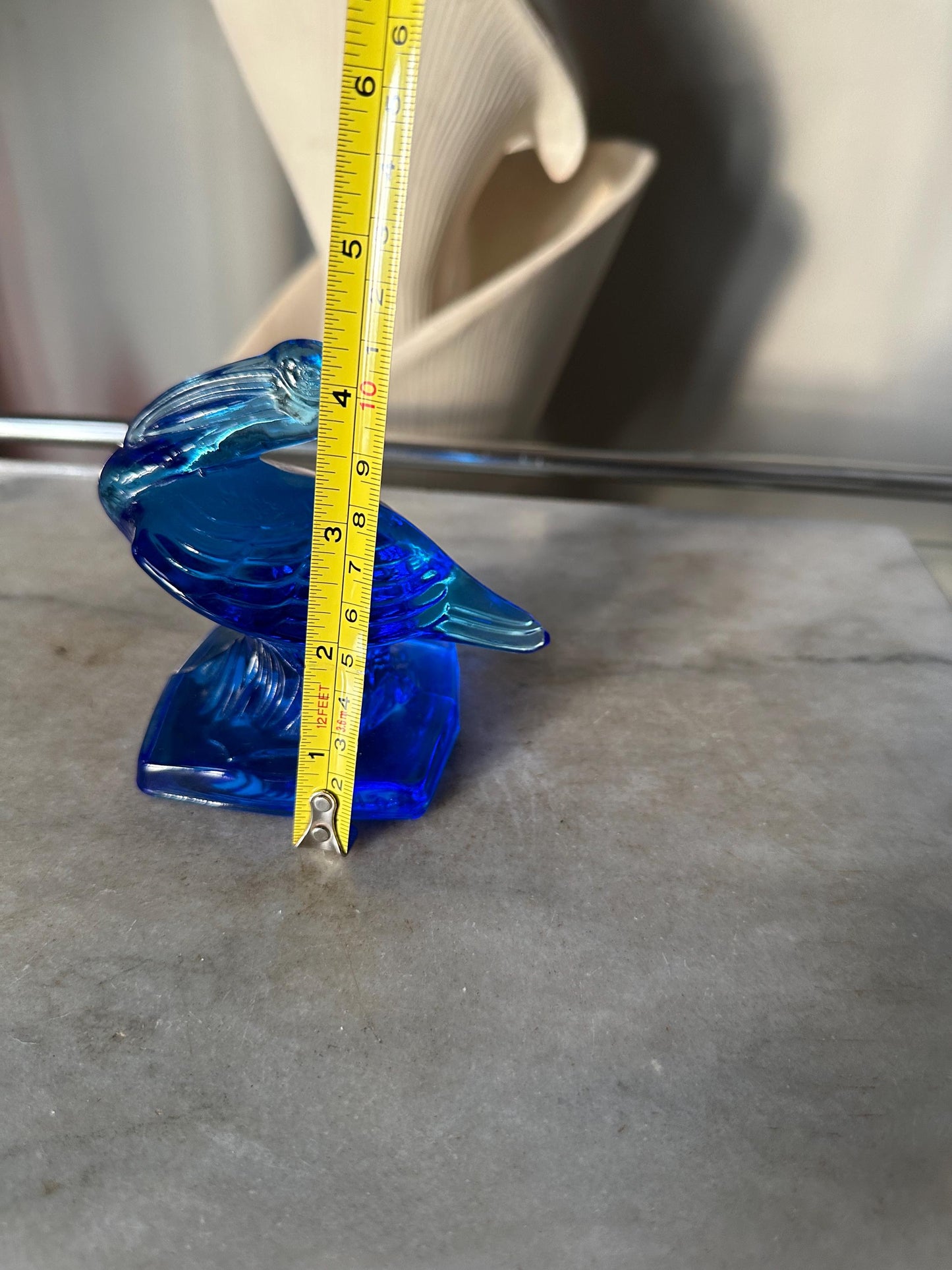 VTG Cobalt  Fostoria Glass Pelican Paperweight Bookend  - FGSA02