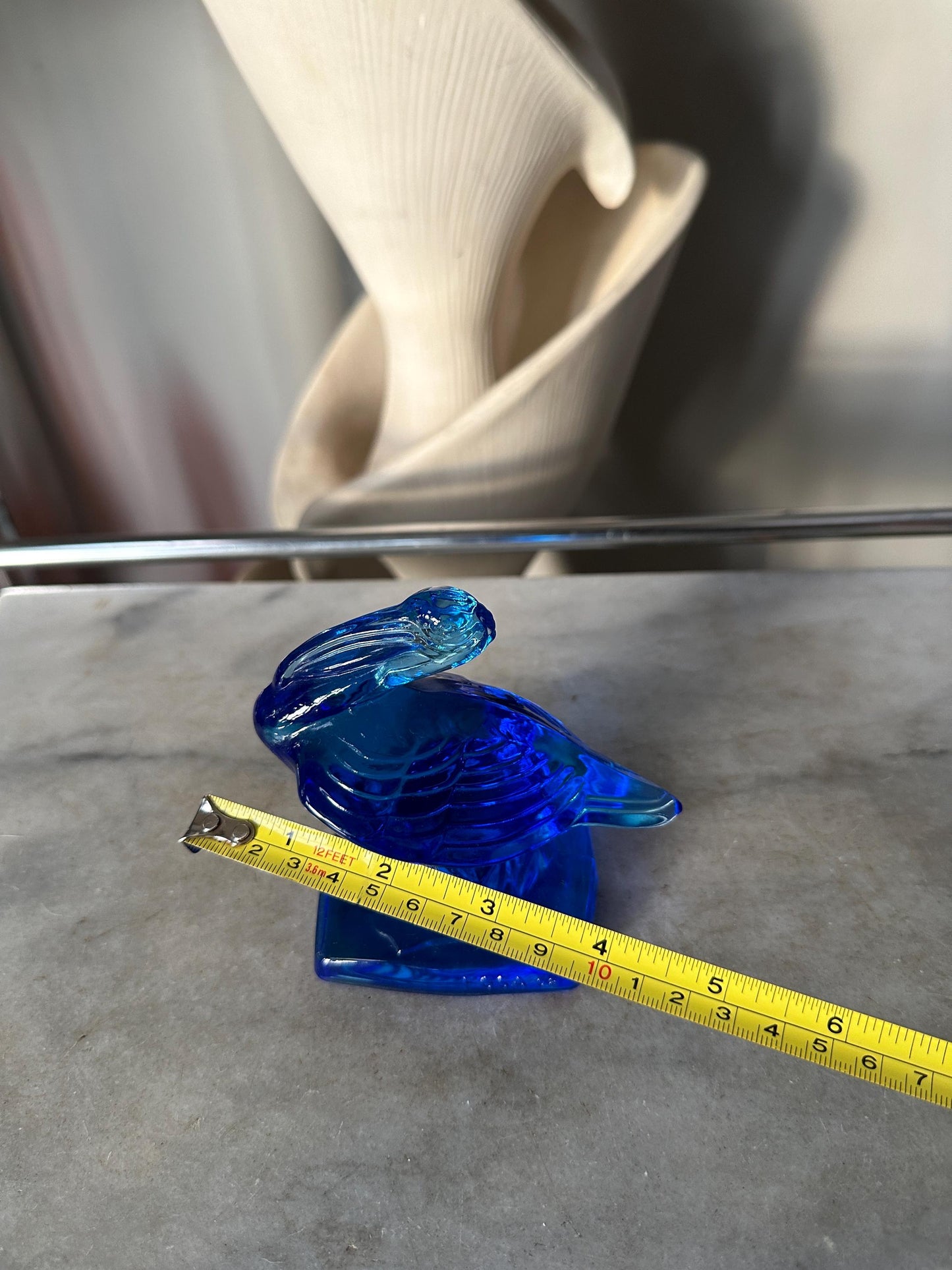 VTG Cobalt  Fostoria Glass Pelican Paperweight Bookend  - FGSA02