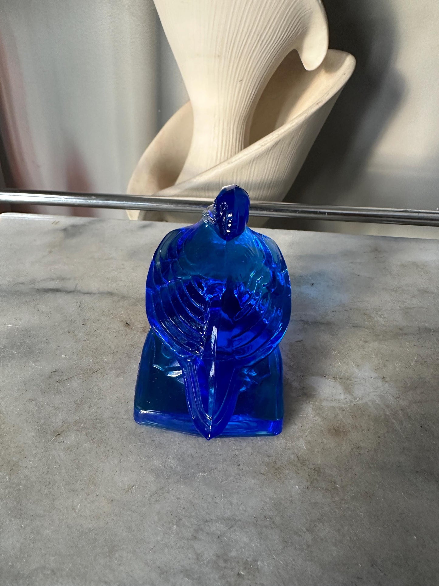 VTG Cobalt  Fostoria Glass Pelican Paperweight Bookend  - FGSA02