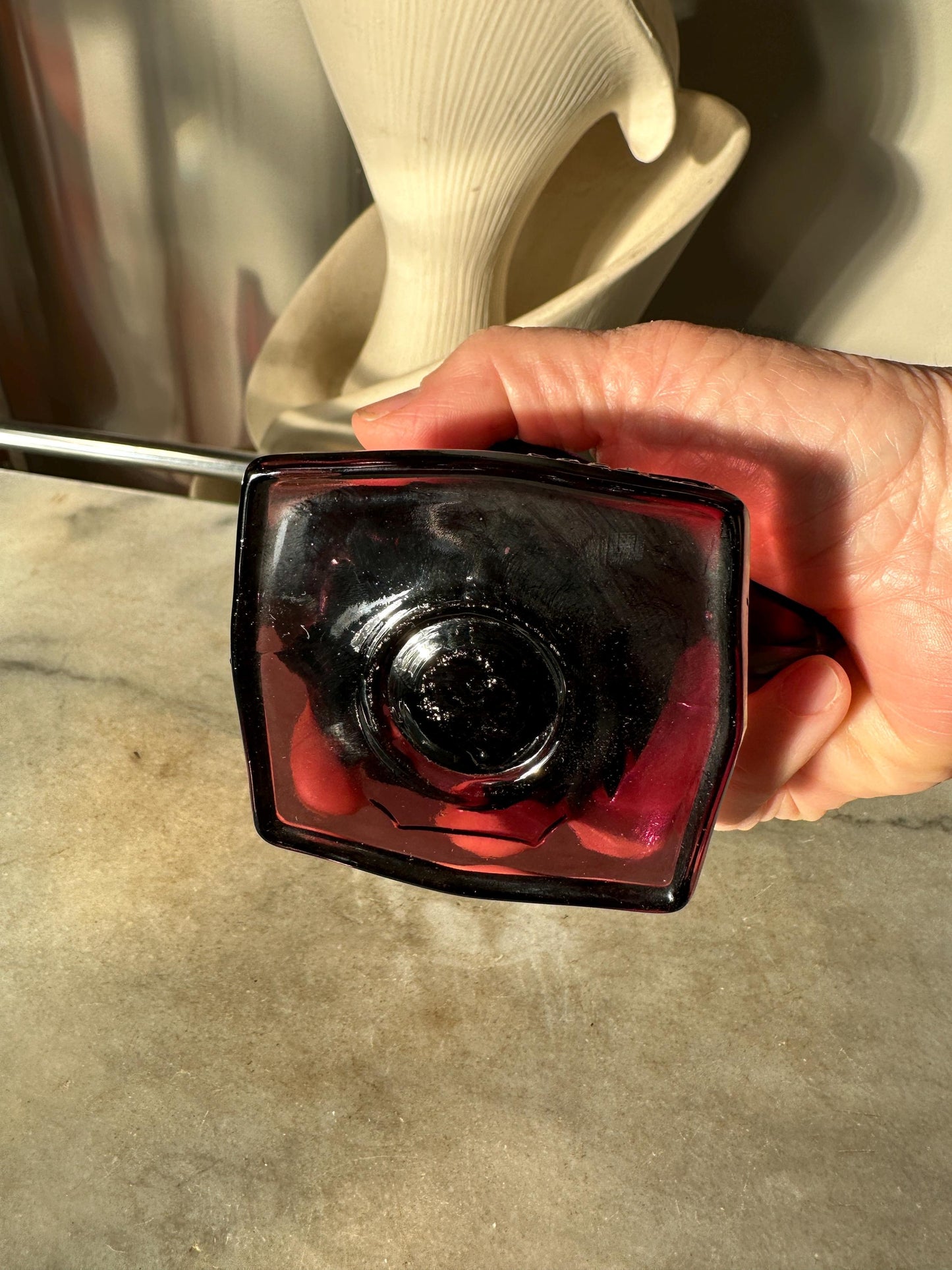 VTG Amethyst Fostoria  Glass Pelican Paperweight Bookend  - FGSA96