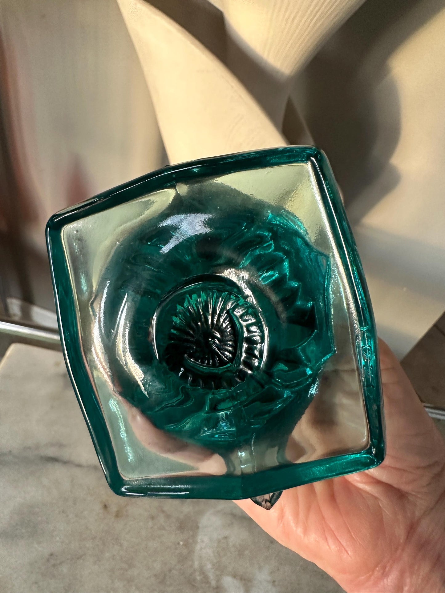 VTG Aqua Fostoria Glass Pelican Paperweight Bookend  - FGSA97