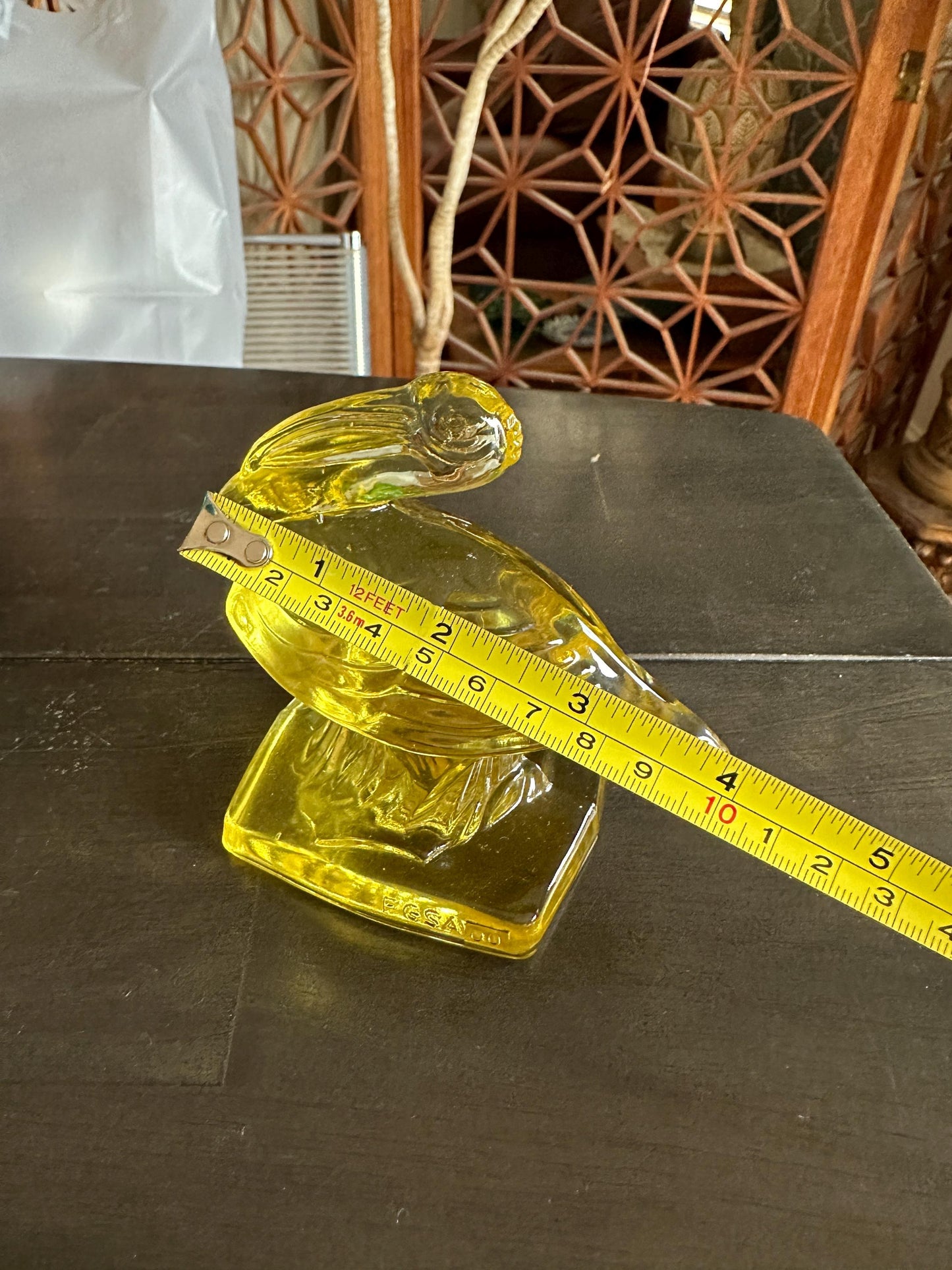 VTG Yellow Fostoria Glass Pelican Paperweight Bookend