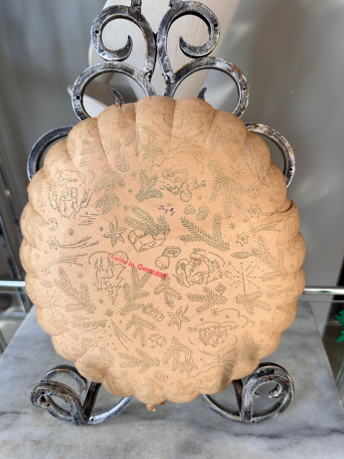 Mid-Century German Pressed Paper Bowl, Bunter Teller Christmas Decor