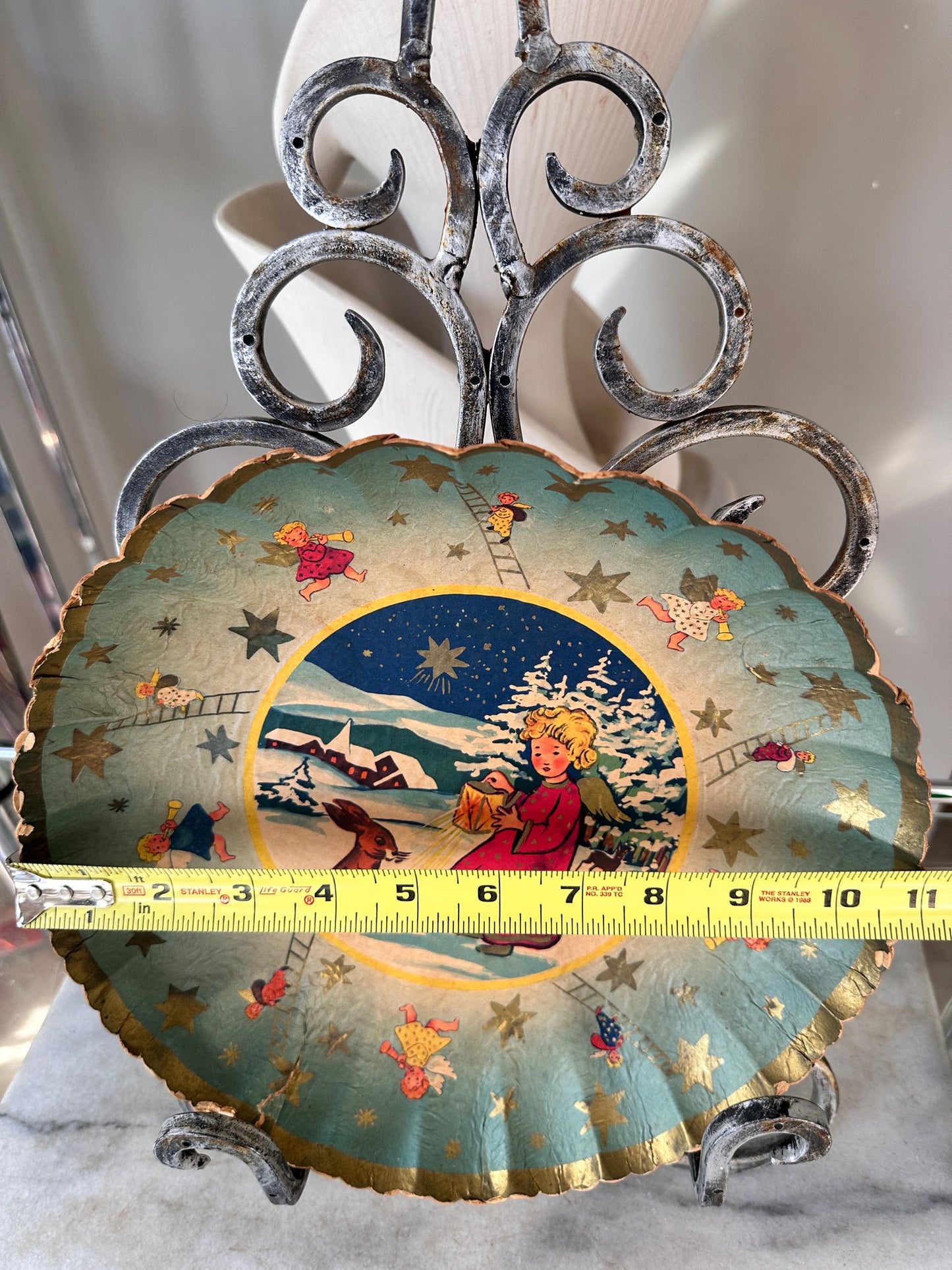 Mid-Century German Pressed Paper Bowl, Bunter Teller Christmas Decor