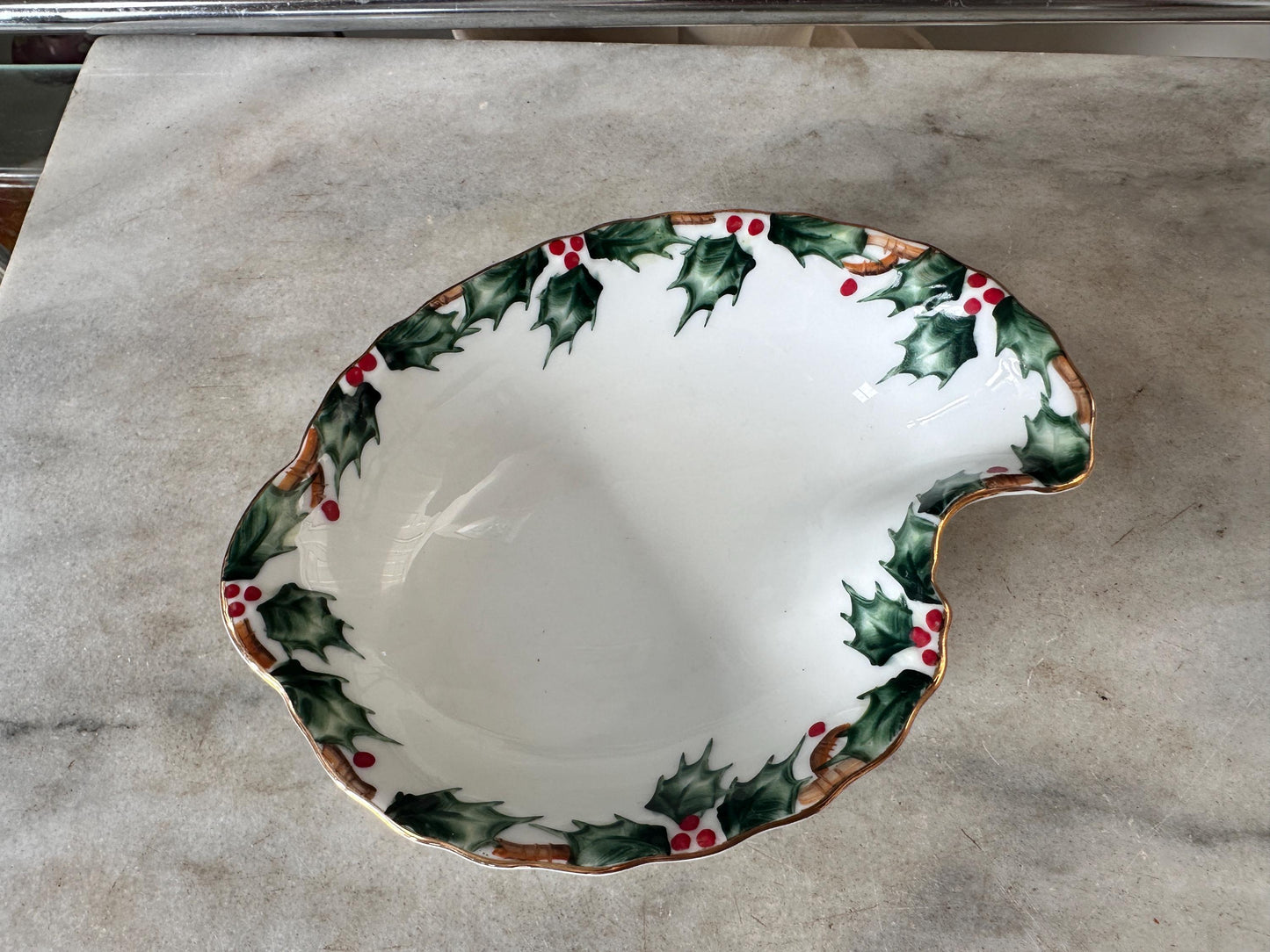 Vintage Lefton China Christmas Candy / Nut Dish – No. NE 2095 – Hand-Painted Holiday Serveware