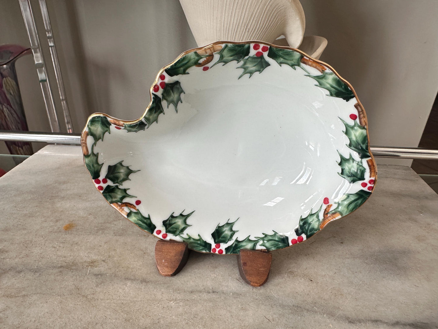Vintage Lefton China Christmas Candy / Nut Dish – No. NE 2095 – Hand-Painted Holiday Serveware