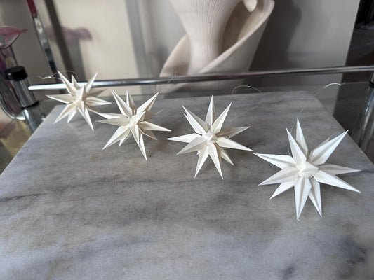 Vintage Moravian Star Christmas Ornaments Set of 4 | The Country Connection | Made in USA | Original Box Included | Rustic Holiday Decor