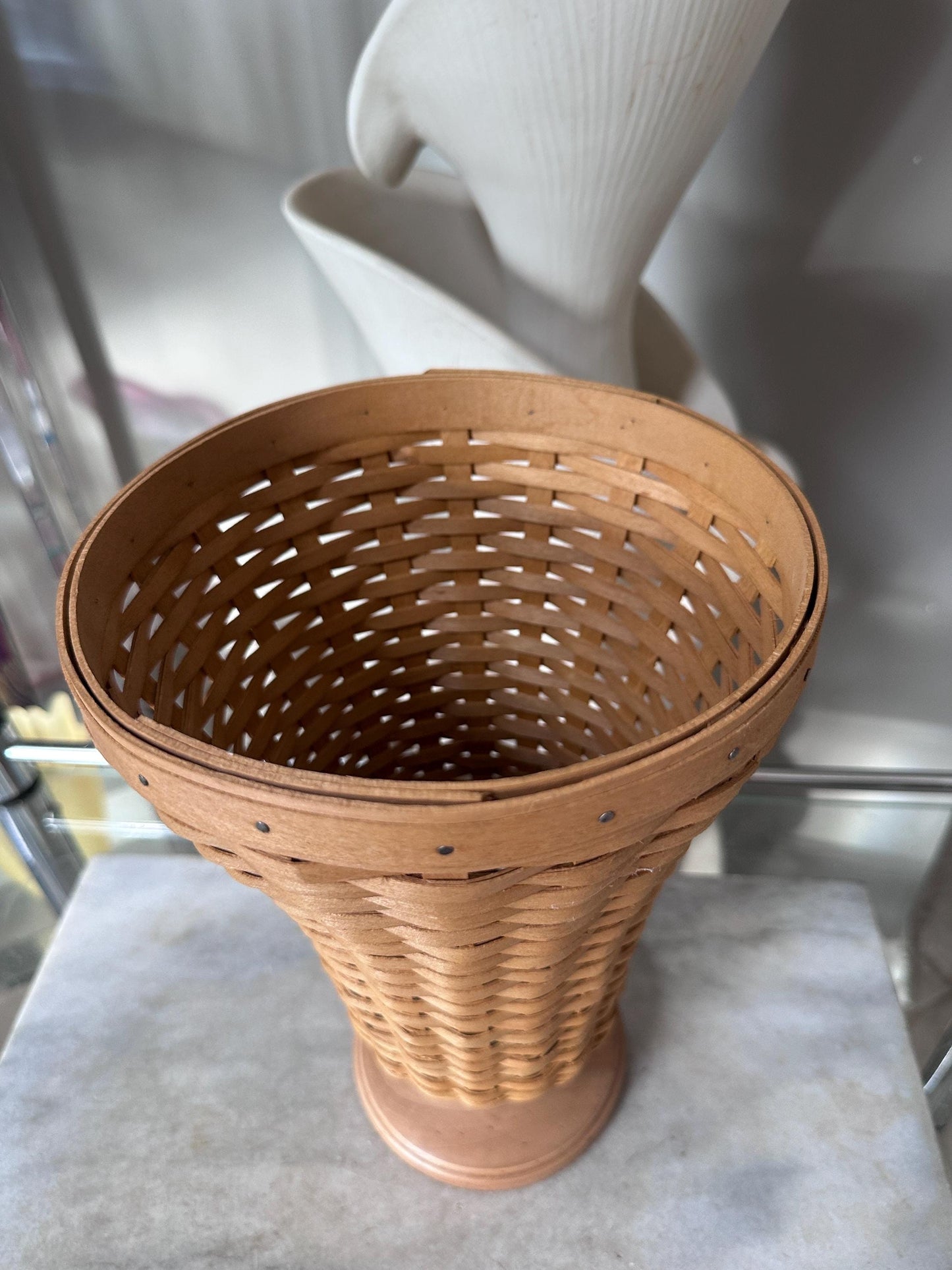 Longaberger Collector’s Club Floral Basket Vase | 2003 Signed & Dated | Handwoven Basket Vase | Longaberger Collectible Decor | USA Made