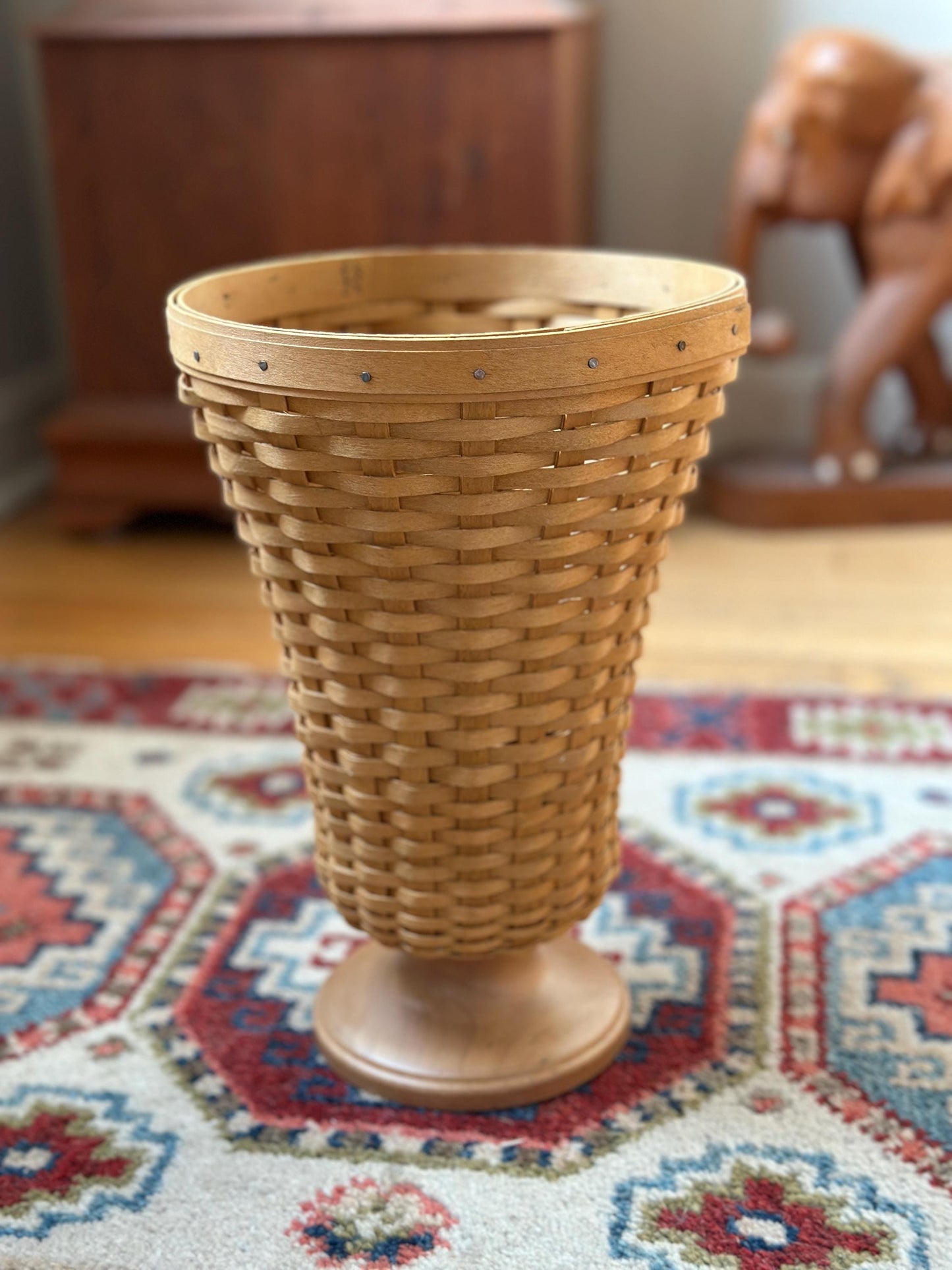Longaberger Collector’s Club Floral Basket Vase | 2003 Signed & Dated | Handwoven Basket Vase | Longaberger Collectible Decor | USA Made