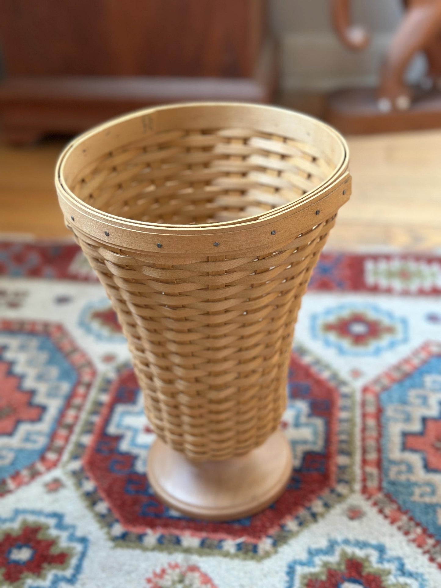 Longaberger Collector’s Club Floral Basket Vase | 2003 Signed & Dated | Handwoven Basket Vase | Longaberger Collectible Decor | USA Made