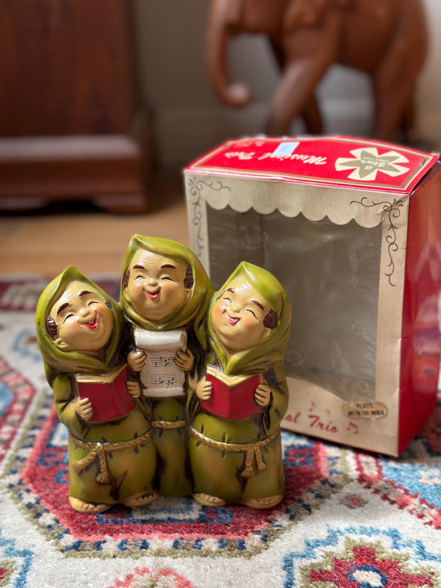 Vintage Star Creations Japan Musical Friar Figurines – “Joy to the World” – Original Box – 6.75” – Kitschy Christmas Collectible