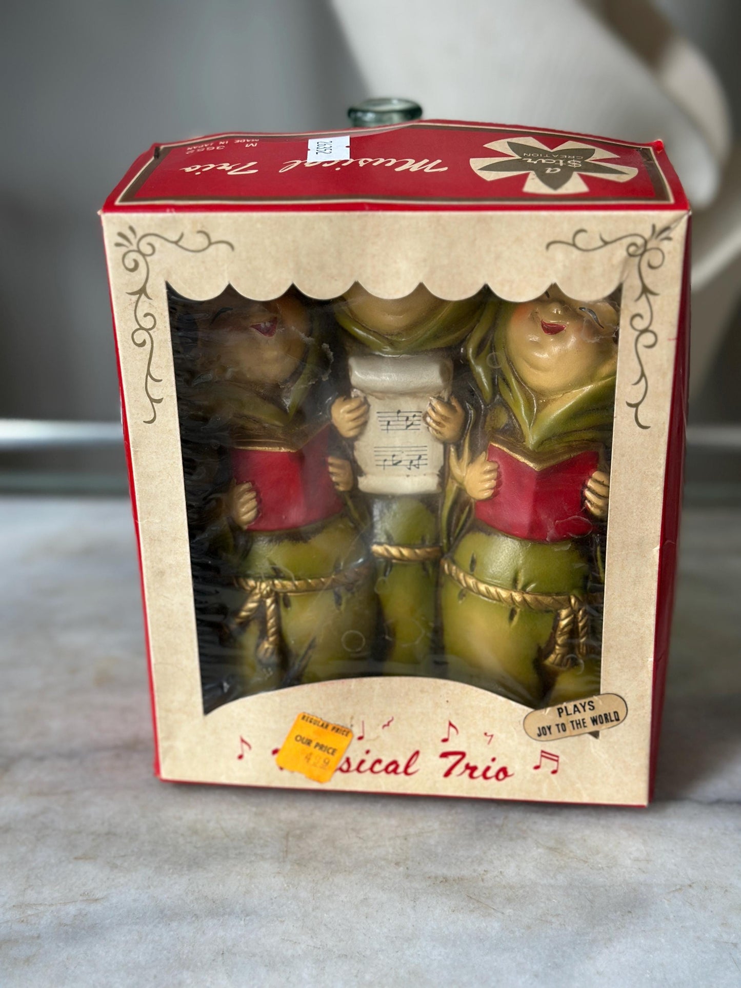 Vintage Star Creations Japan Musical Friar Figurines – “Joy to the World” – Original Box – 6.75” – Kitschy Christmas Collectible