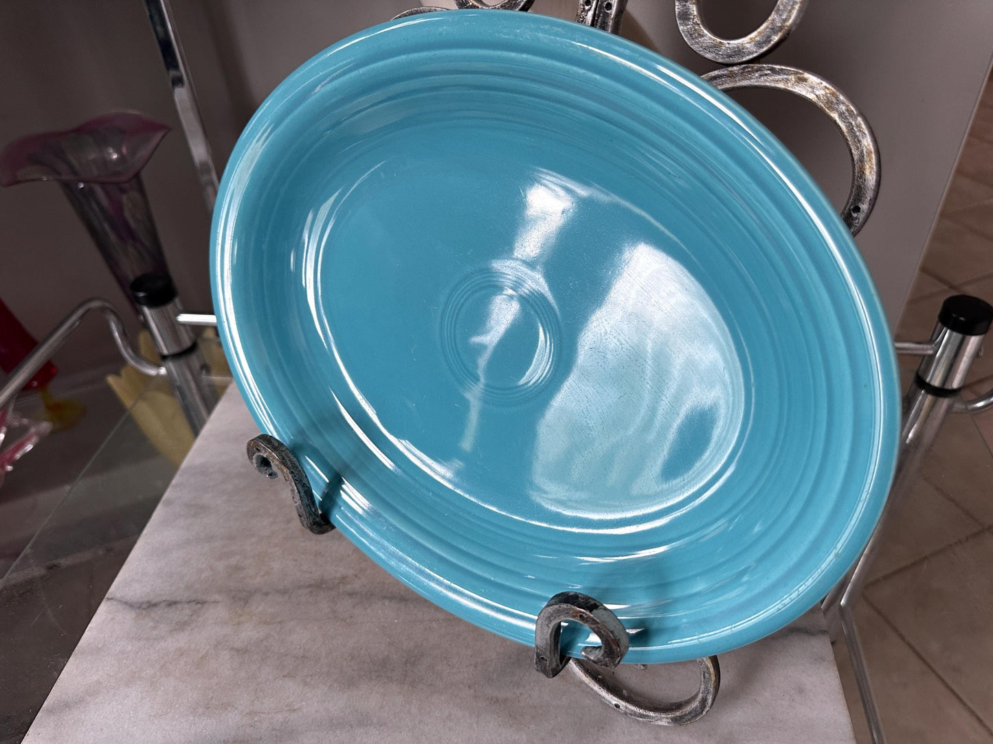 Vintage Fiesta® Ware Turquoise Oval Serving Platter – 13.6” Large Serving Tray – Homer Laughlin Fiestaware