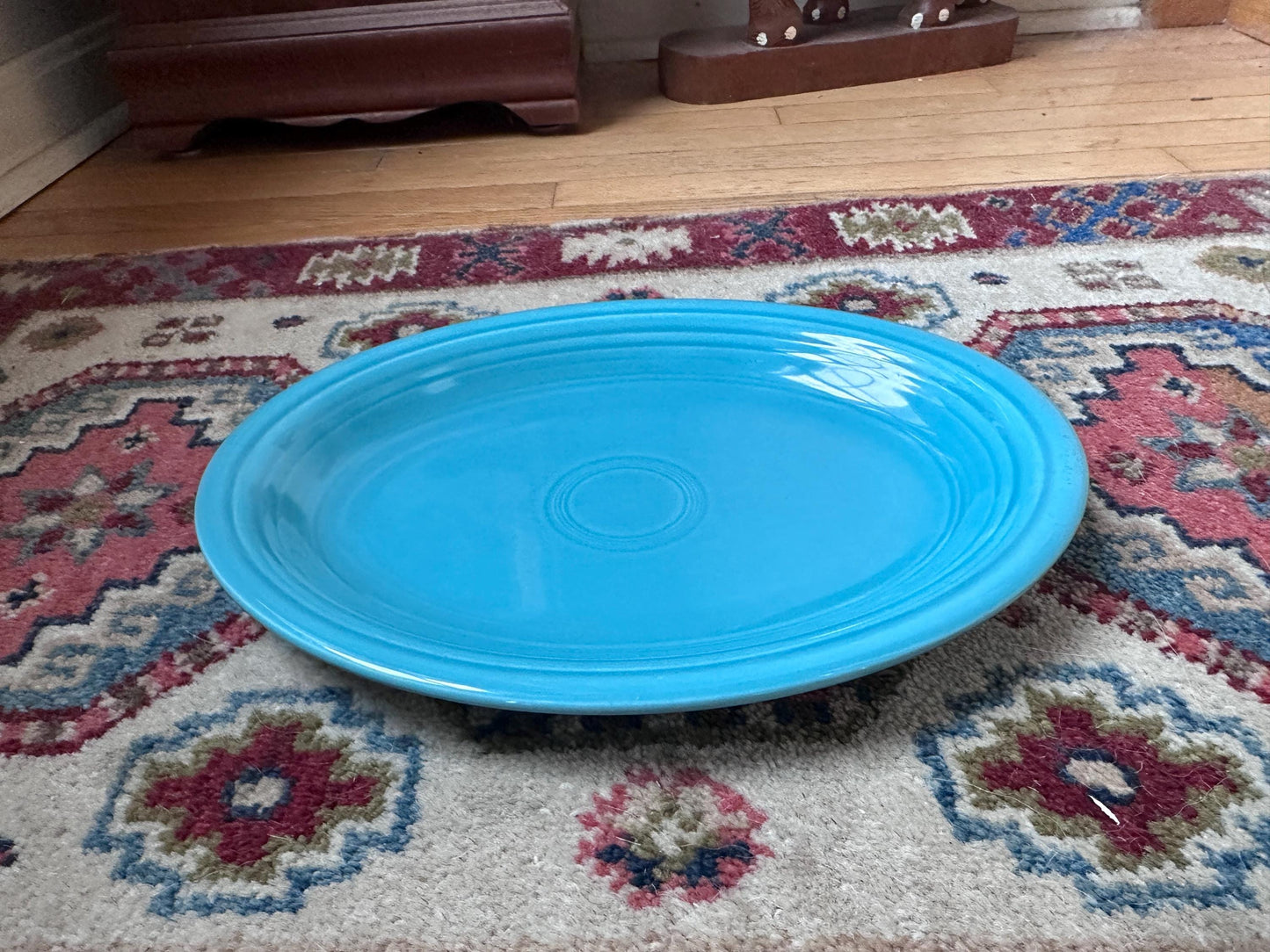Vintage Fiesta® Ware Turquoise Oval Serving Platter – 13.6” Large Serving Tray – Homer Laughlin Fiestaware
