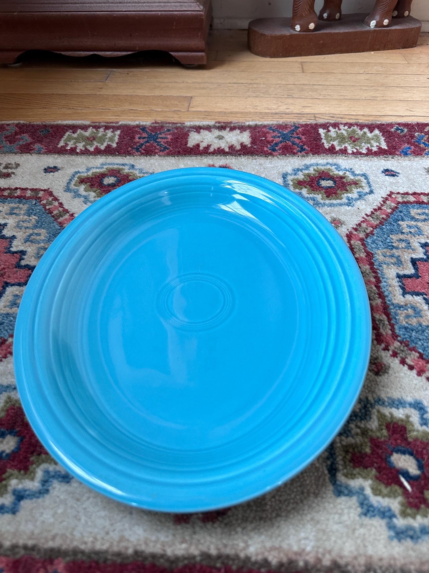Vintage Fiesta® Ware Turquoise Oval Serving Platter – 13.6” Large Serving Tray – Homer Laughlin Fiestaware