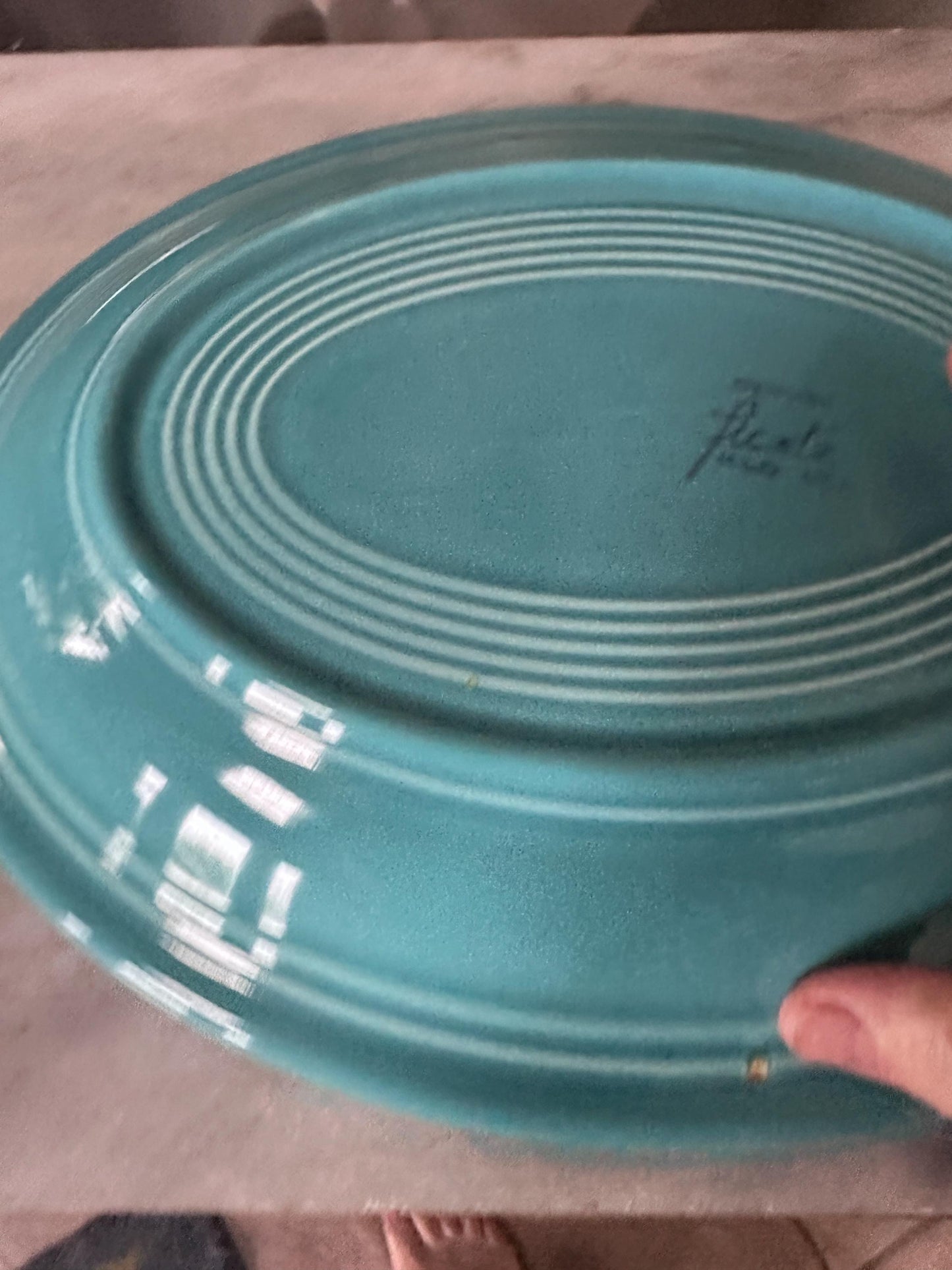 Vintage Fiesta® Ware Turquoise Oval Serving Platter – 13.6” Large Serving Tray – Homer Laughlin Fiestaware